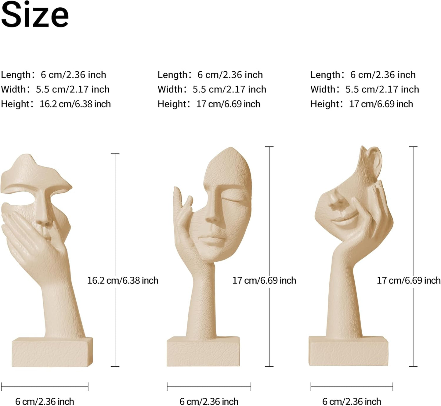 Thinker Statue Set / Cream / Set of 3