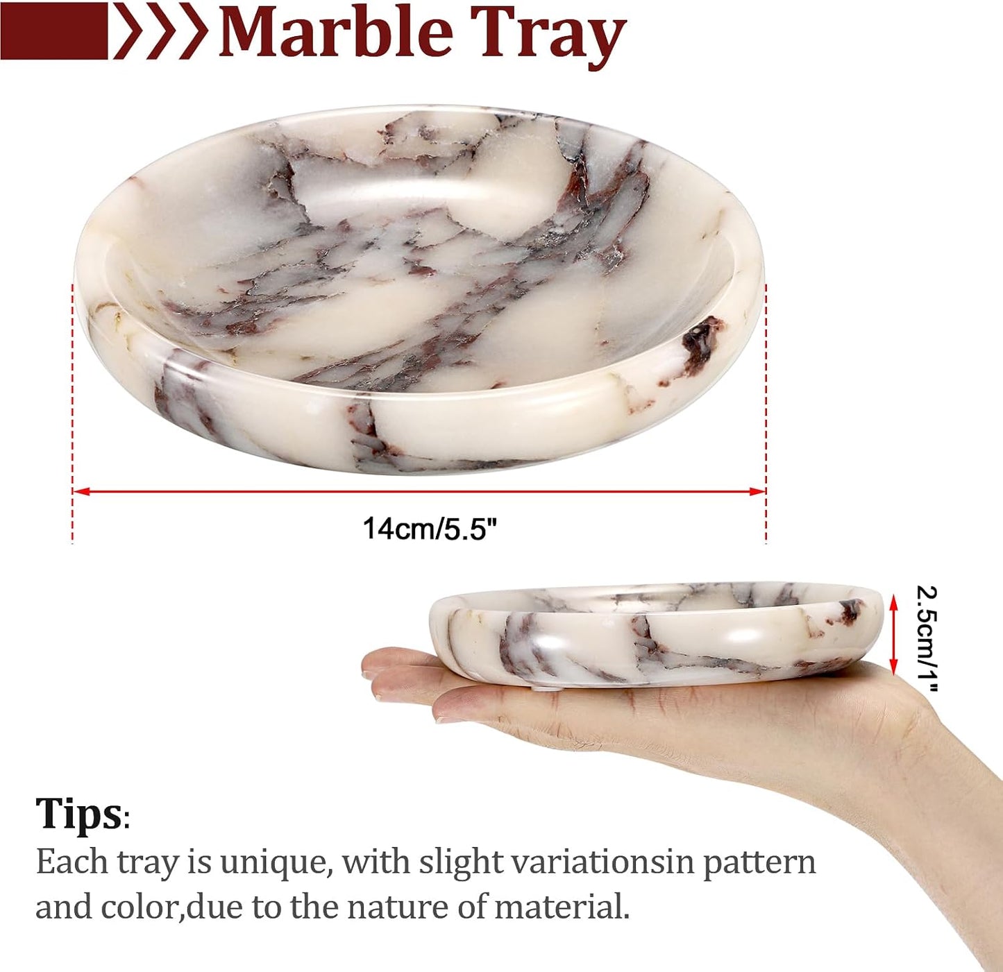Decorative Key Holder for Entryway Table Round Key Bowl Marble Nightstand / Calacatta Viola / 5.5