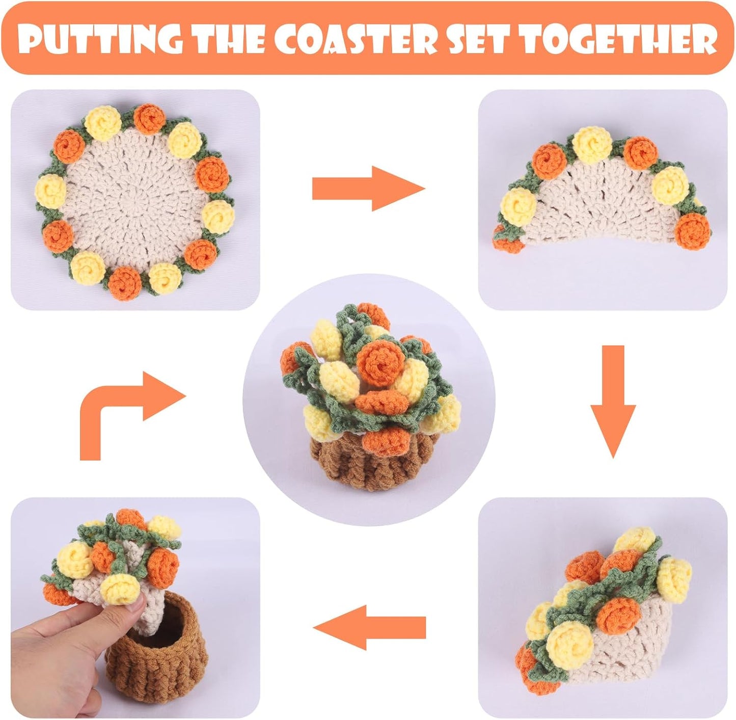 Mini Basket -Boho Floral Coasters / Yellow