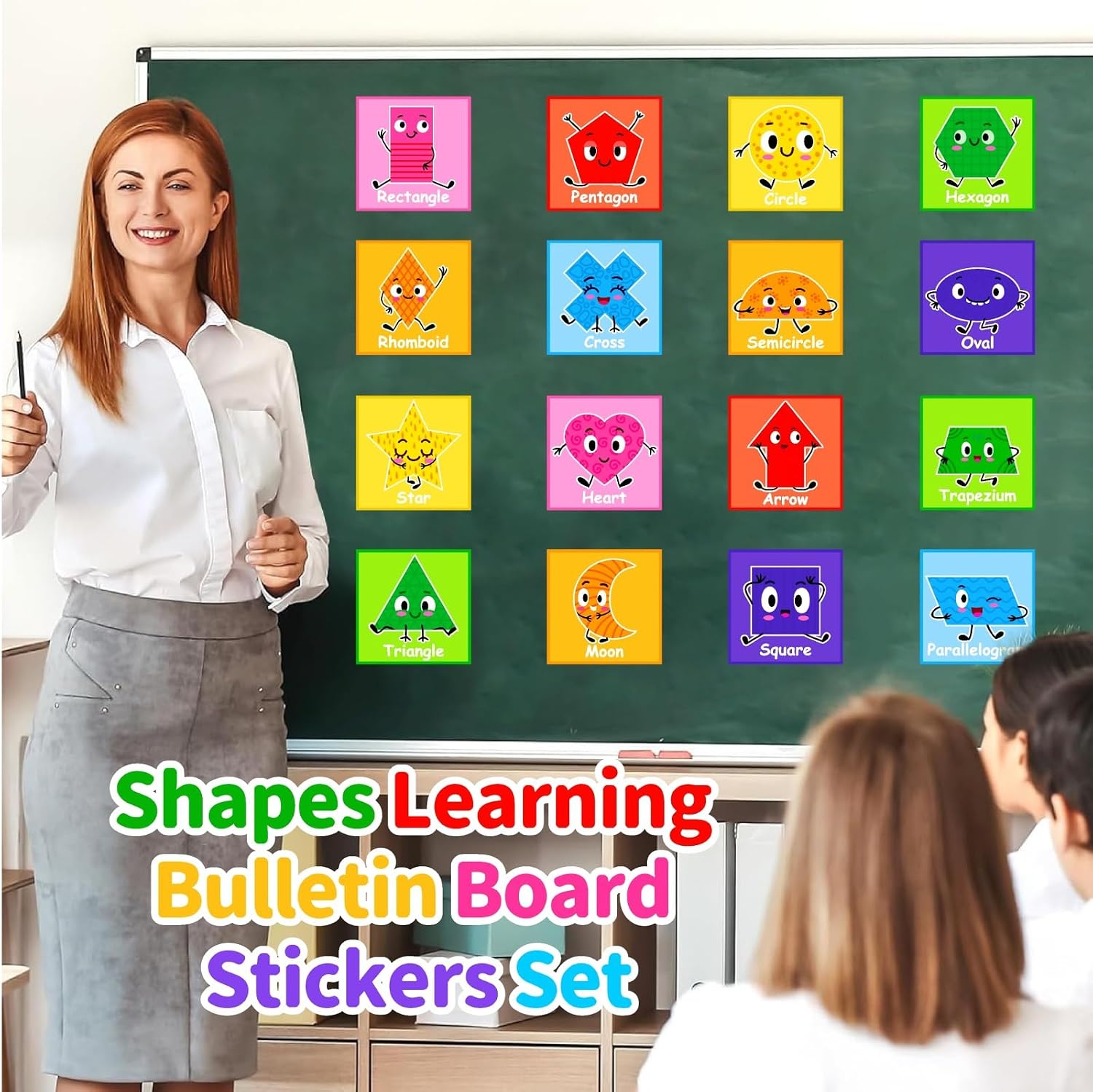 Kids Nursery Wall Decals Colorful Shape Stickers / Purple & Red / Set of 16