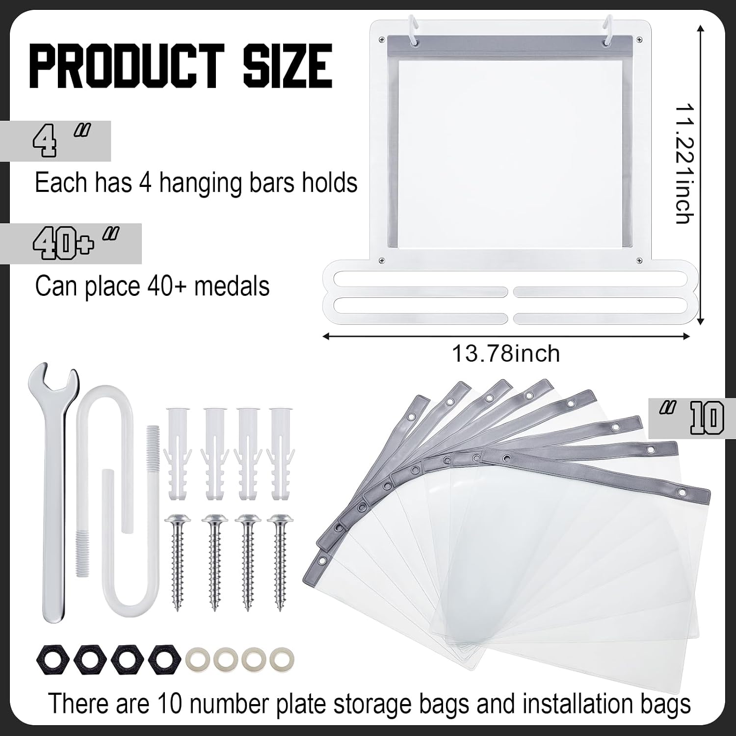 Race Medal and Bib Display Medal Hanger Running Bib Holder Wall Mounted Hanging Rack Stands Gifts for Runners