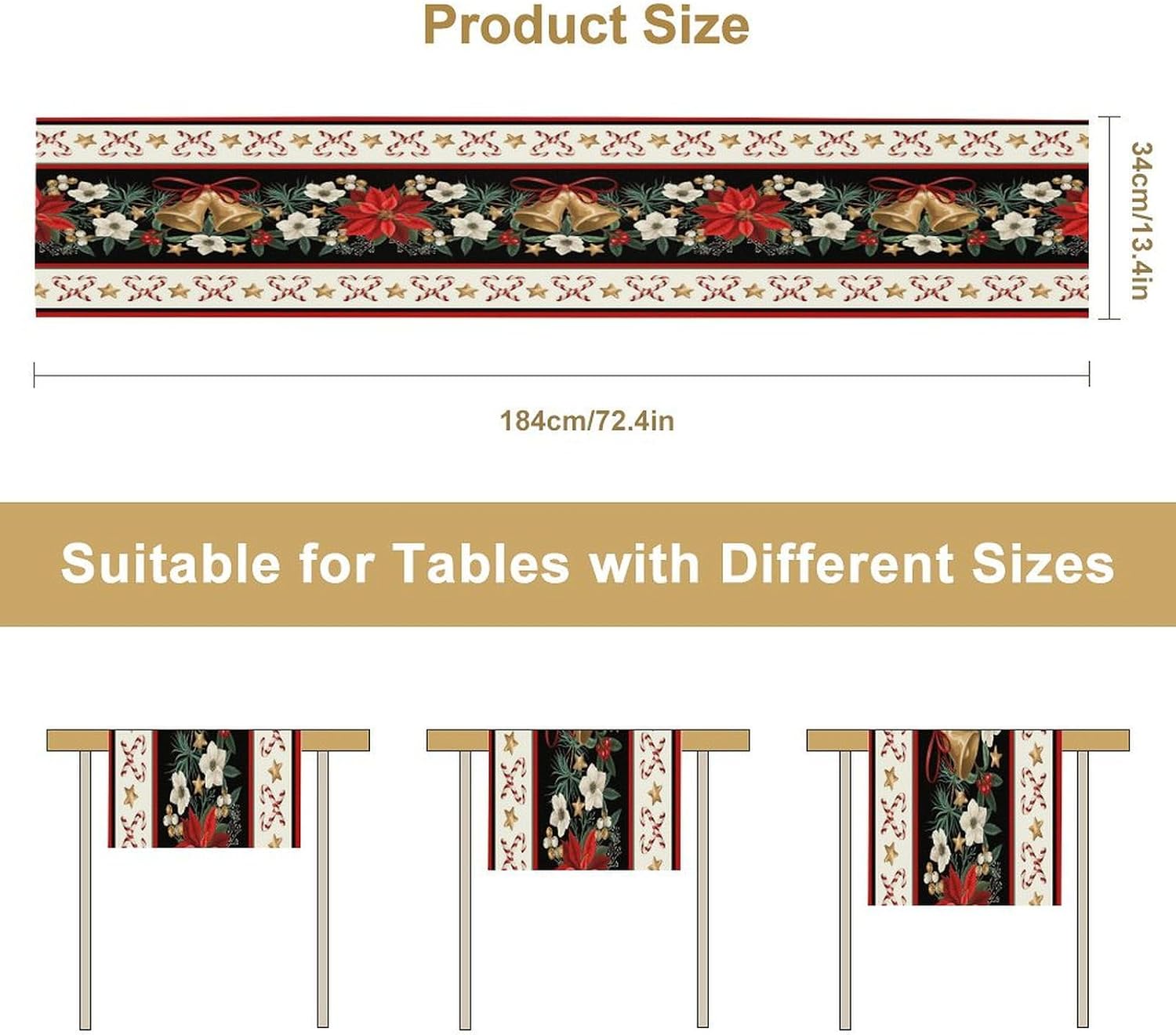 Christmas Linen Table Runner, Red and Black Buffalo Plaid Winter Xmas Holiday Farmhouse Style Patterns Printed Linen