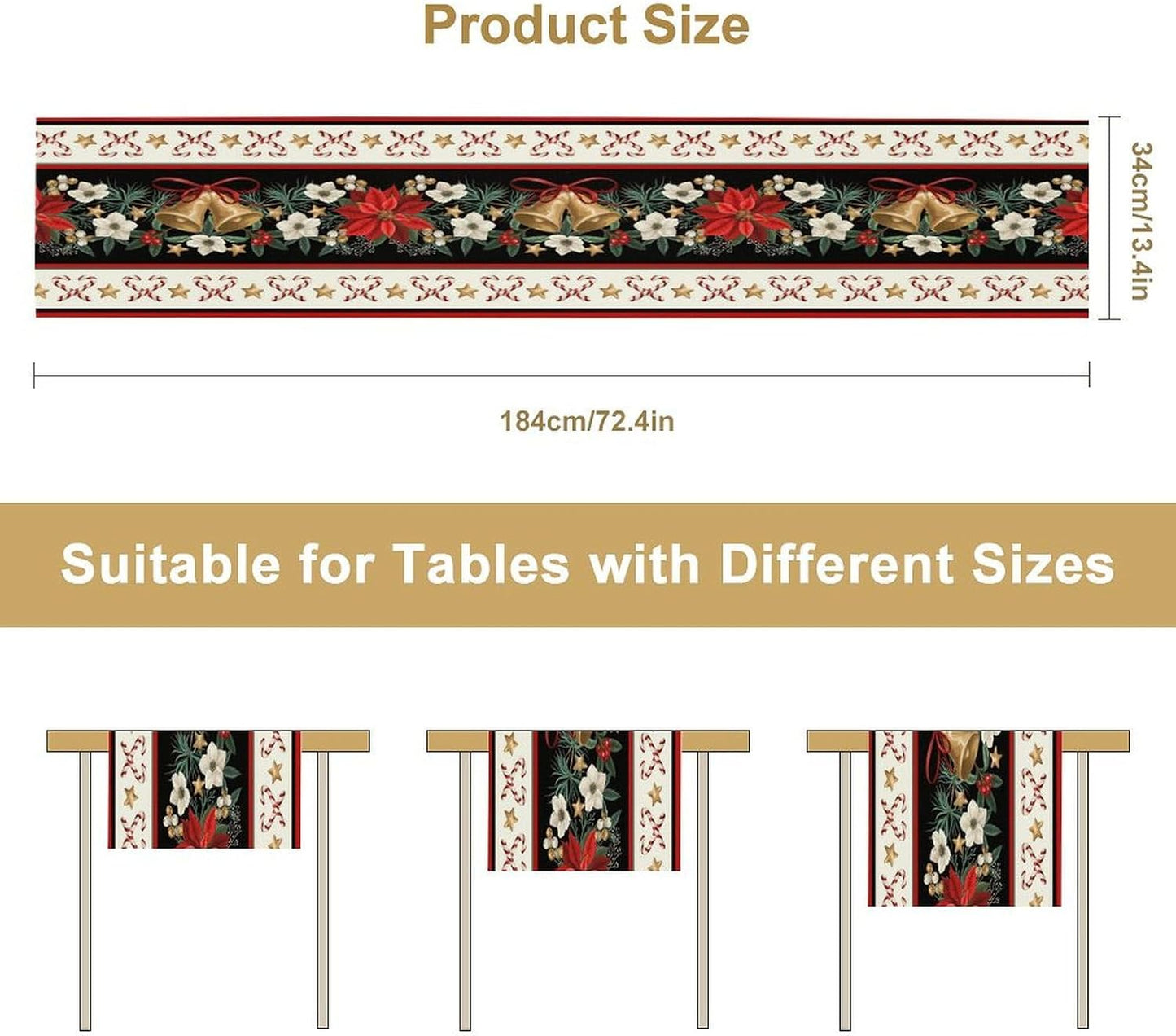 Christmas Linen Table Runner, Red and Black Buffalo Plaid Winter Xmas Holiday Farmhouse Style Patterns Printed Linen