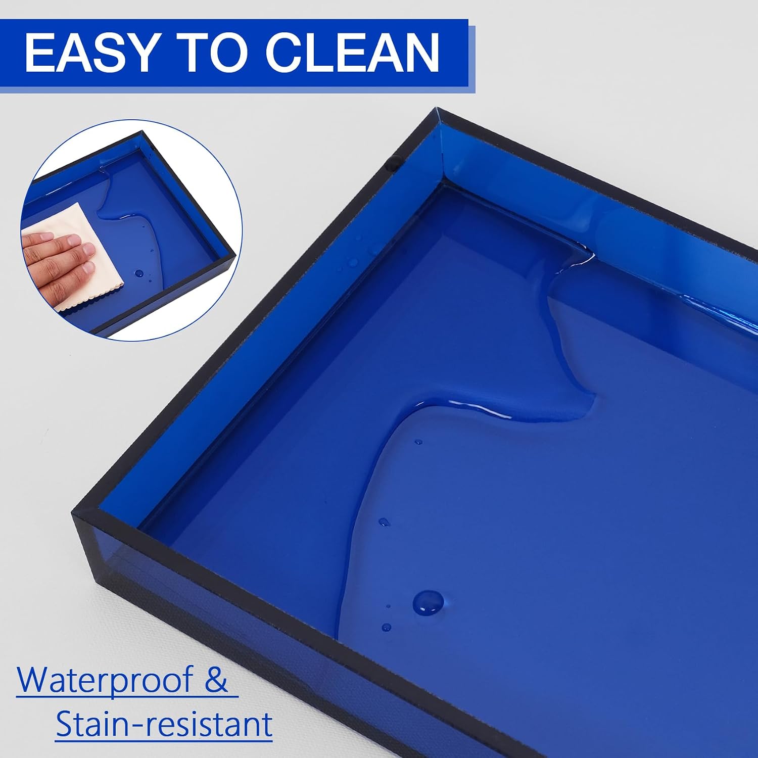 Acrylic Tray 5mm Thicken for Vanity Makeup / Blue / 12 x 6 x 1.2
