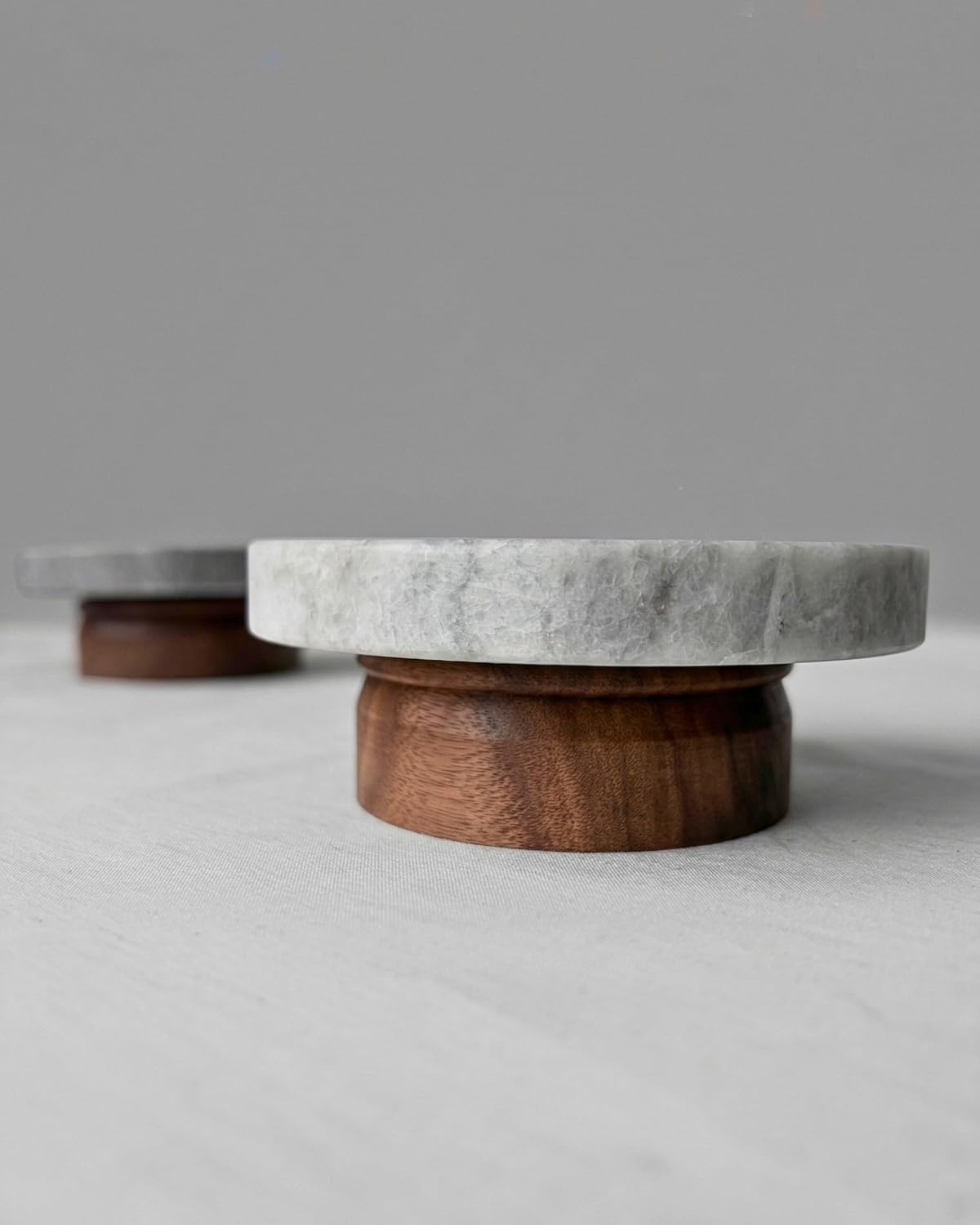 Pedestal Tray / Stone Wood Round Riser / Grey