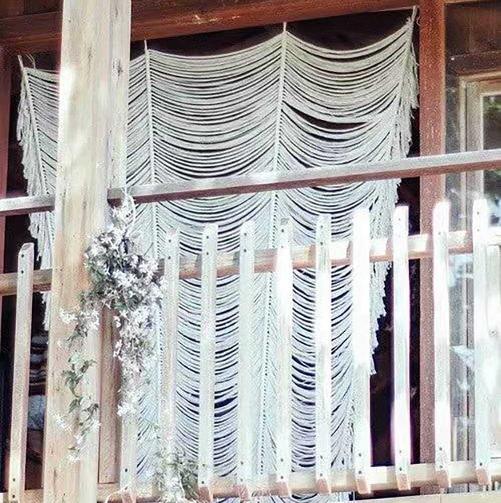 Macrame Curtain Boho Curtain Doorway Window Wall Decor Fiber Yarn Art Craftsmanship Bedroom / Ivory