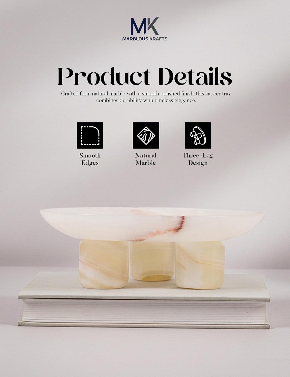 Fruit Bowl Tray / White Onyx / 8 Inch