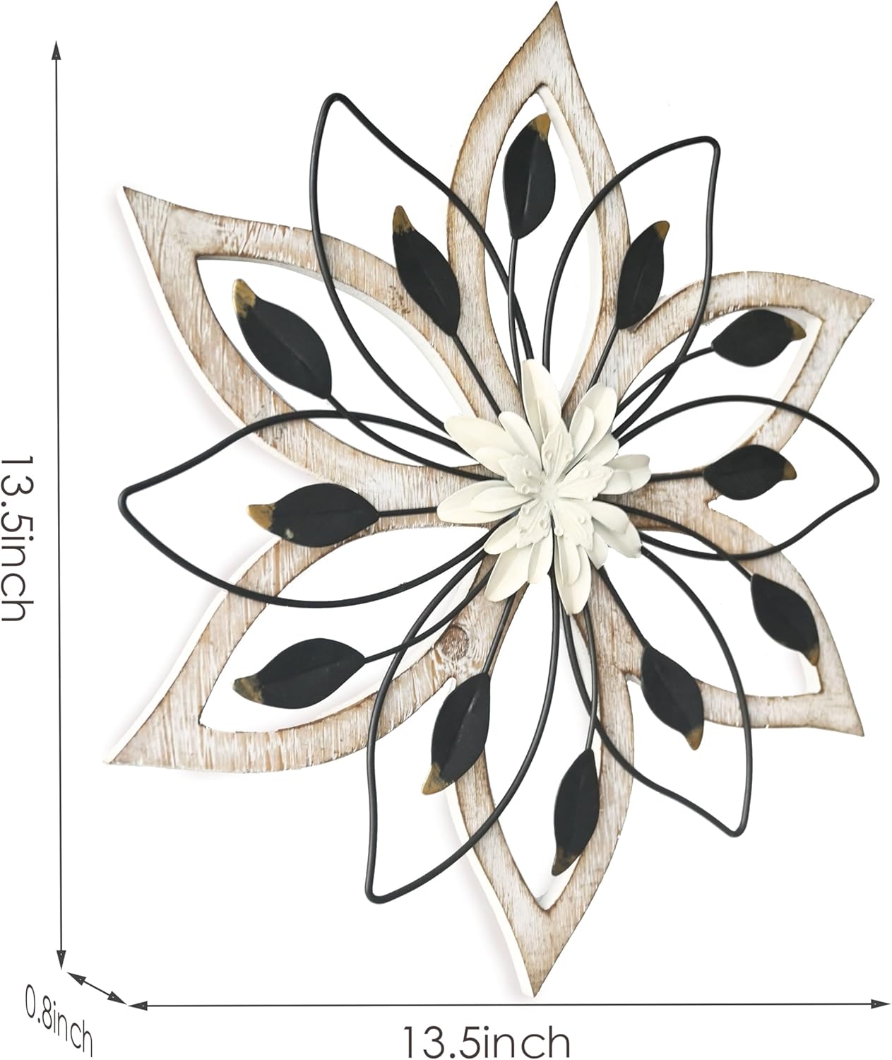 Flowers Wood Wall Decor / Whitewash