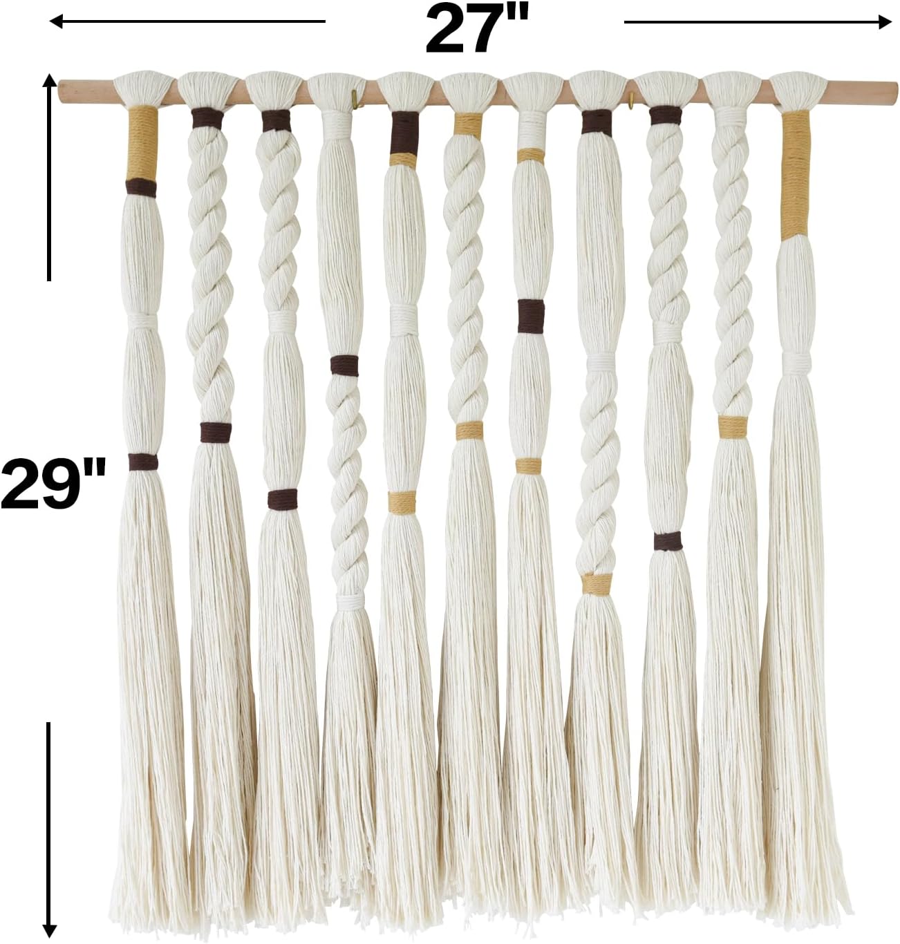 Macrame Wall Hanging Woven Knot and Tassel Fringe Handmade Boho Wall Art / Ivory3
