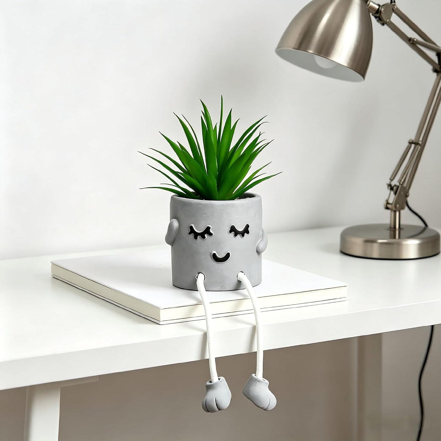 Small Artificial Plants in Cement Pots / Set/shy
