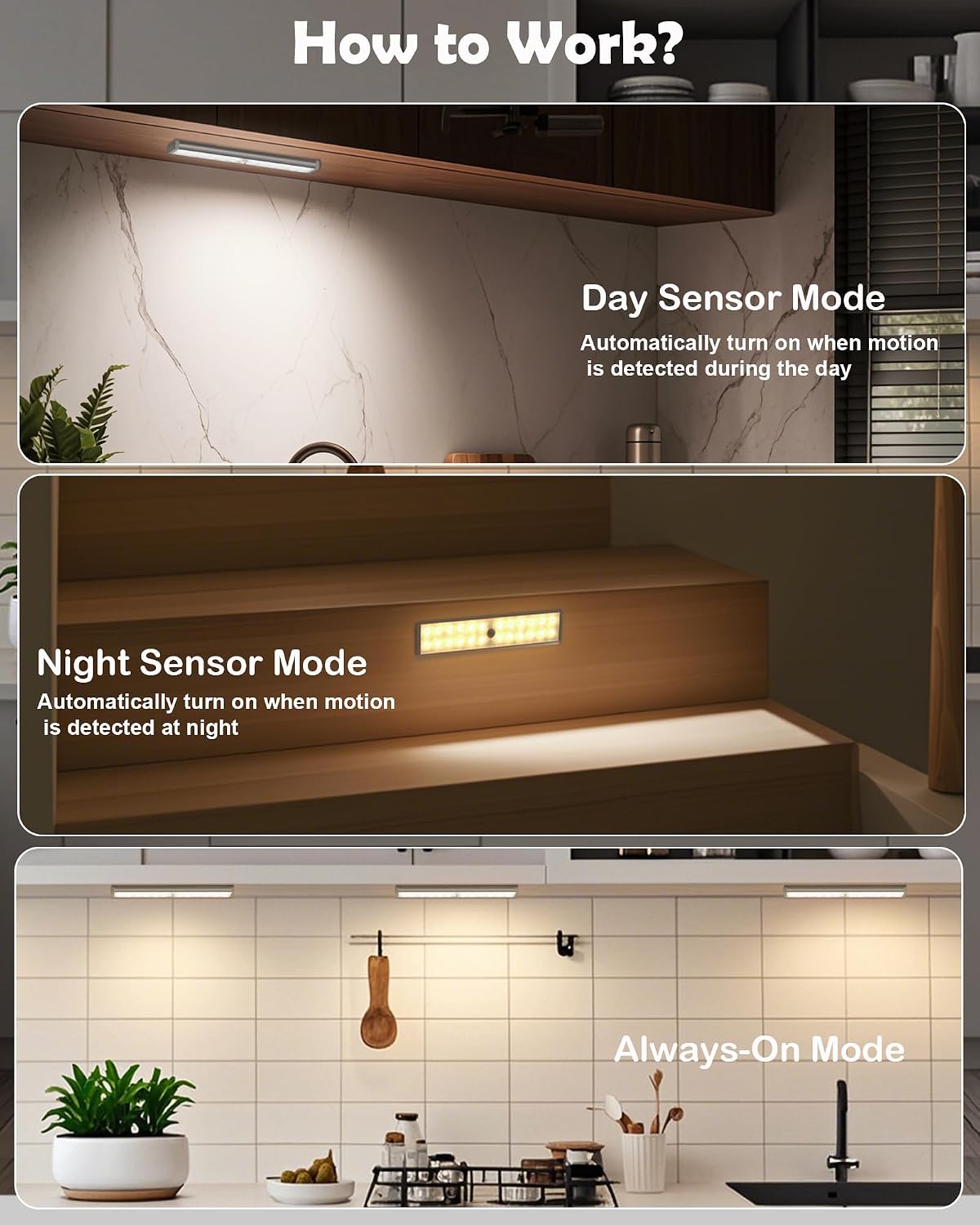 SZOKLED 58-LED Motion Sensor Under Cabinet Lights Wireless, RGB Closet Light Night Lights Remote, Rechargeable Under