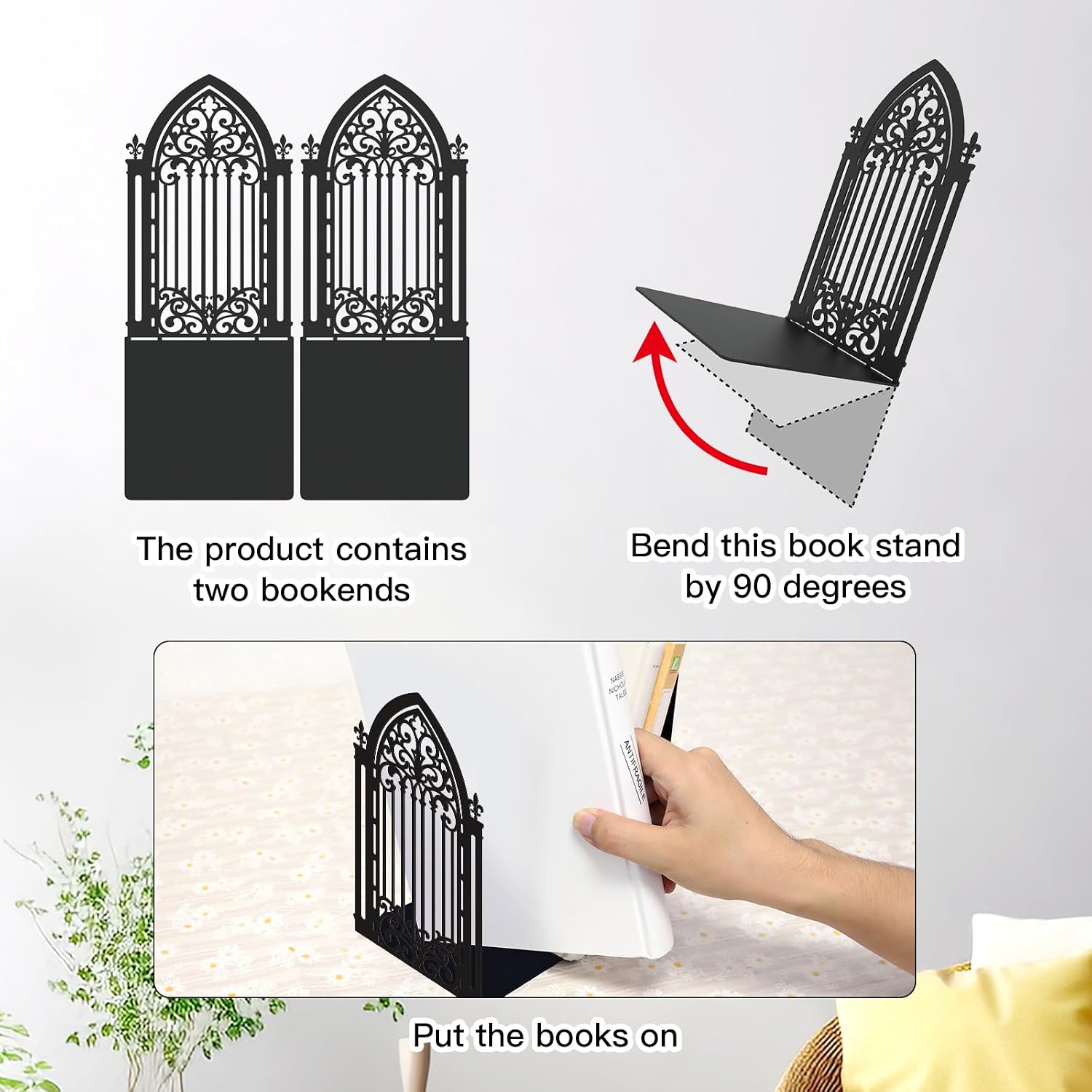 Gothic Vintage Metal Bookends Fantasy Book Ends / Classic