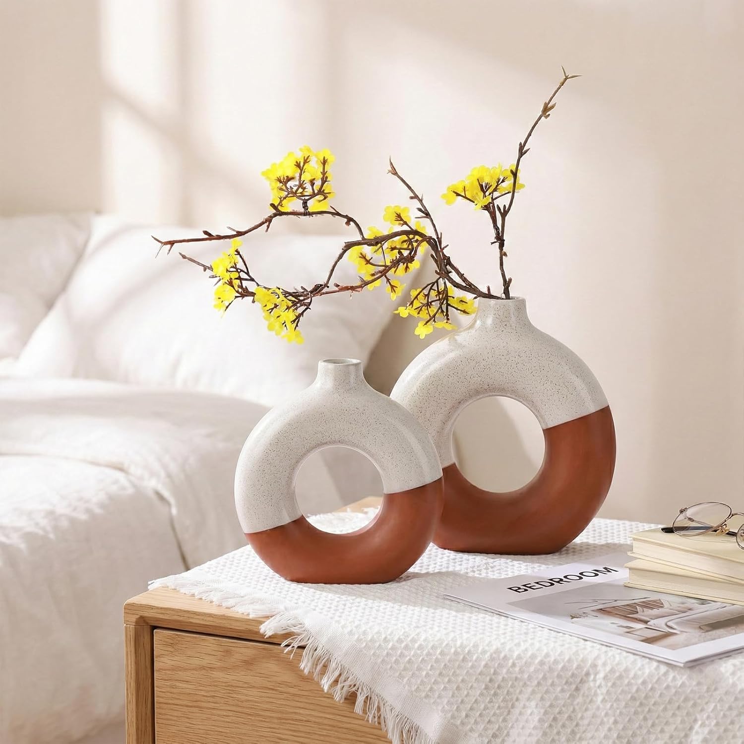 Modern Matte Ceramic Vases for Entryway Living Room / Terracotta / Set of 2
