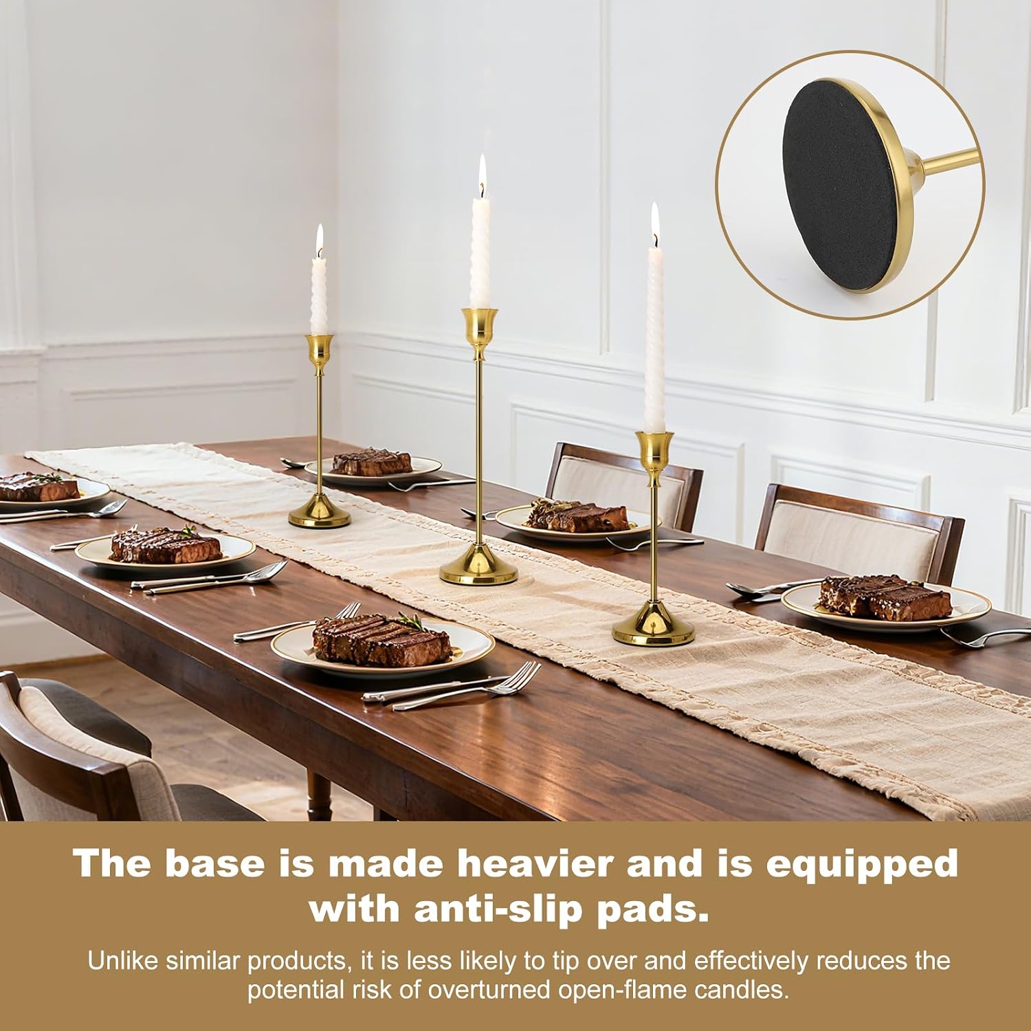 Candlestick Holders, 6PCS Metal Taper Candle Holder, Brass Gold Candle Holders for Candlesticks, Candle Holder for