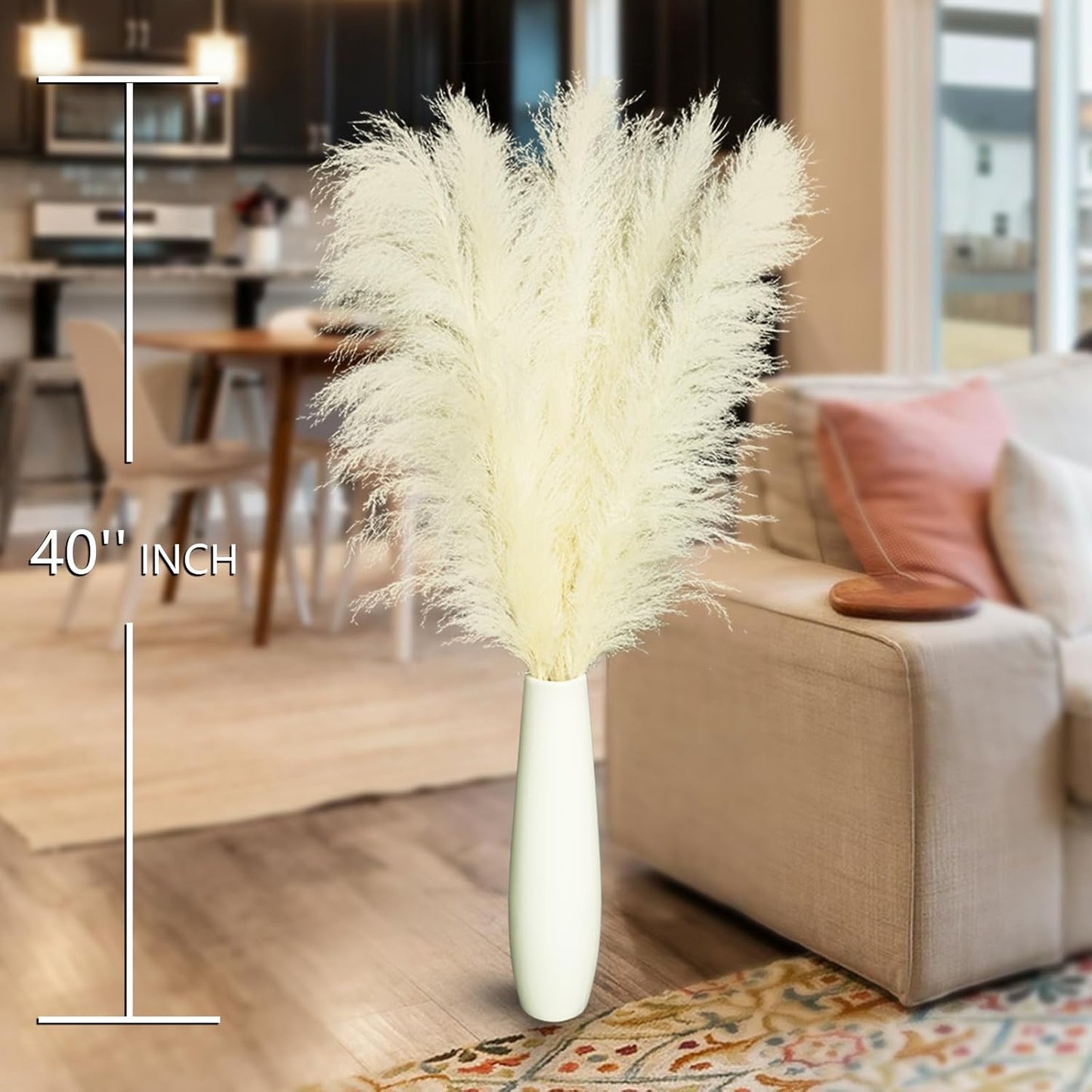 Tall Pampas Grass for Floor Vases / White-40 / Set of 10