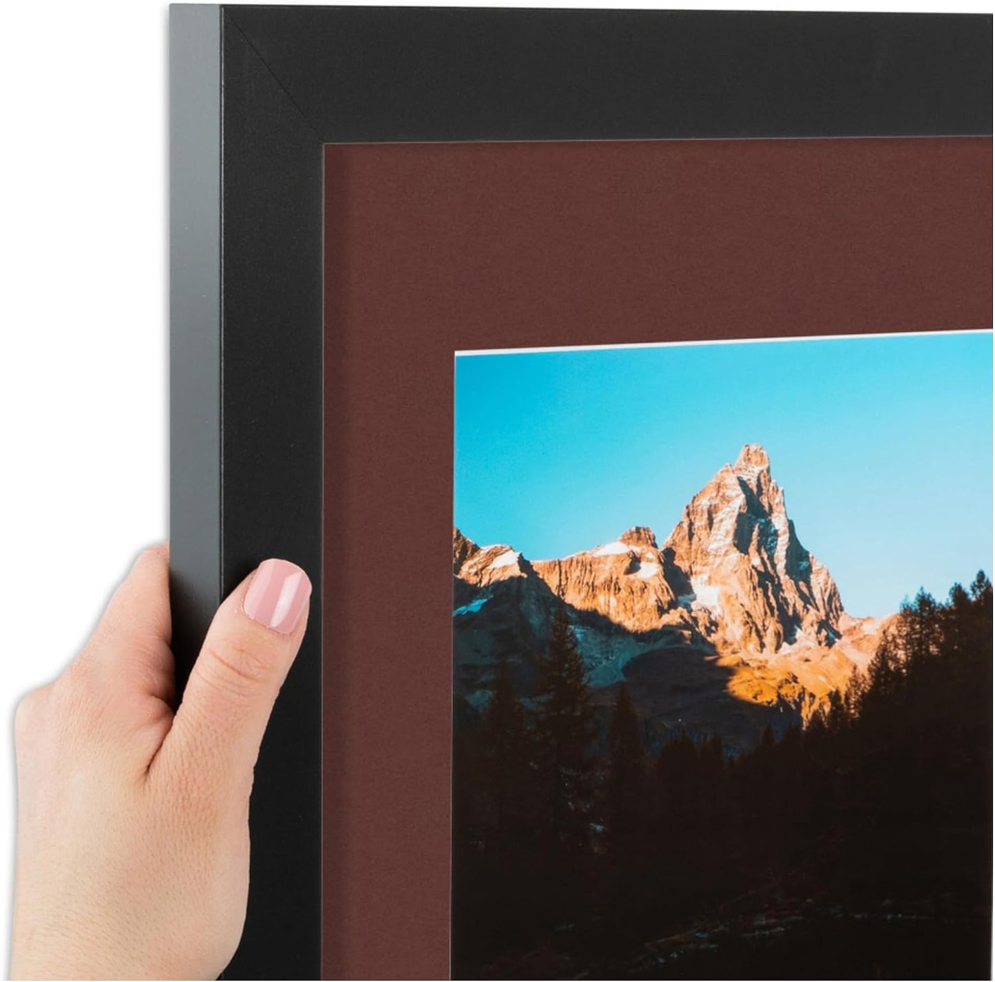 ArtToFrames Collage Picture Frame 3 Opening 3-5x7 Photo Frame | Made in USA | Black Frame Maroon and Black Mats | Wall
