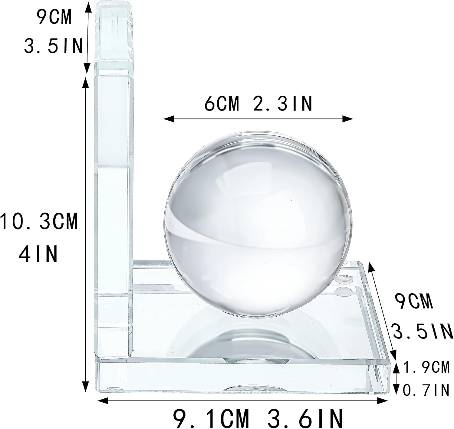 Book / 1 Pair Crystal Bookends / Ball