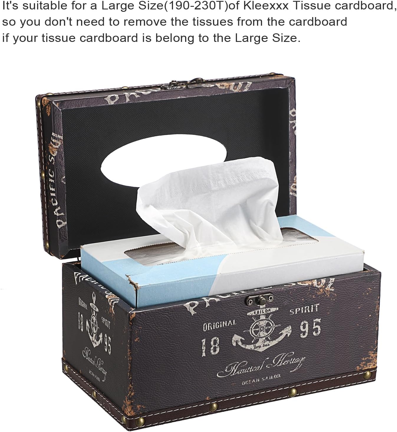 Tissue Box Cover Rectangle Wood Tissue Box / Large / Black