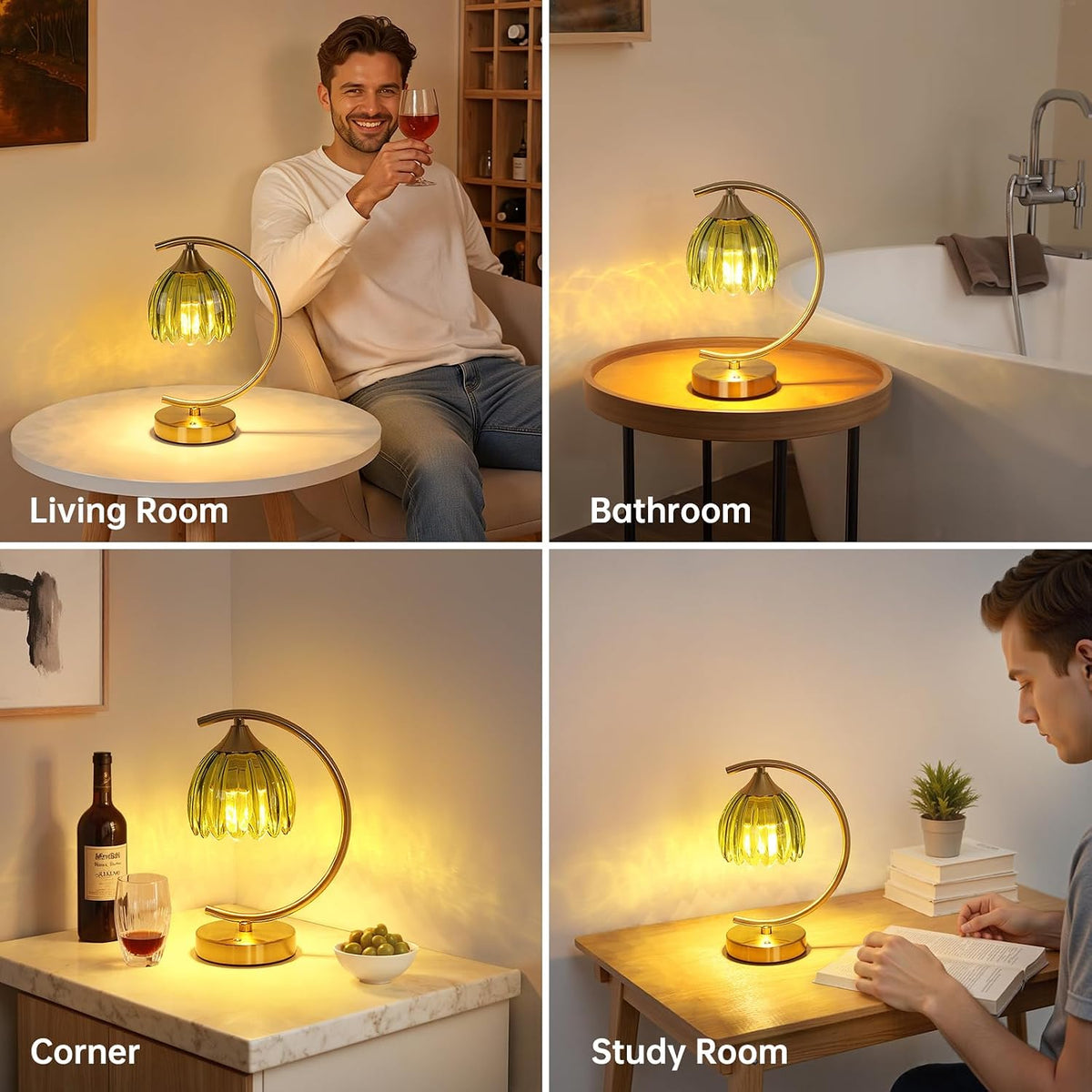 Shenmoyl Set of 2 Tulip Table Lamp, 5200mAh Cordless Touch Control Table Lamp with 3 Color Temps & Stepless Dimming