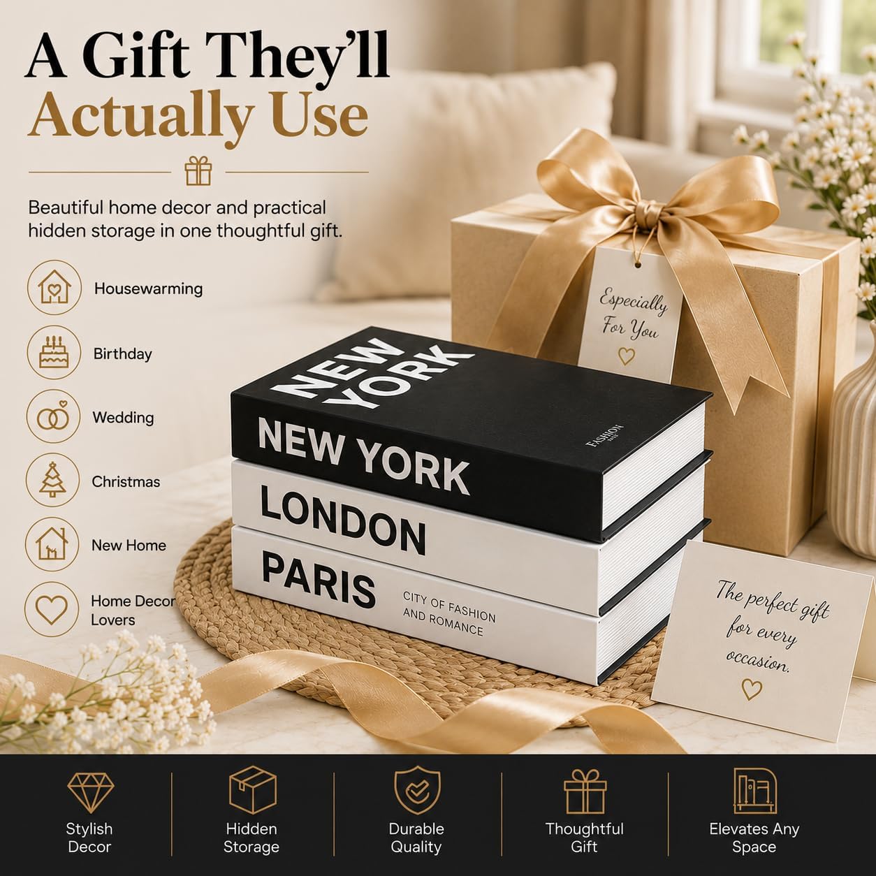 Hidden storage faux book boxes / Set of 3