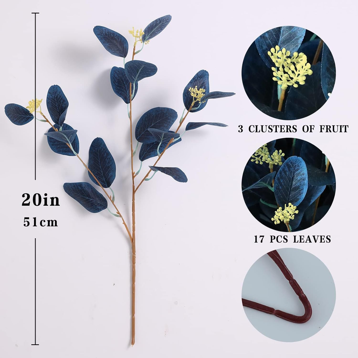 Greenery Plants Floral / Navy Blue / Set of 12