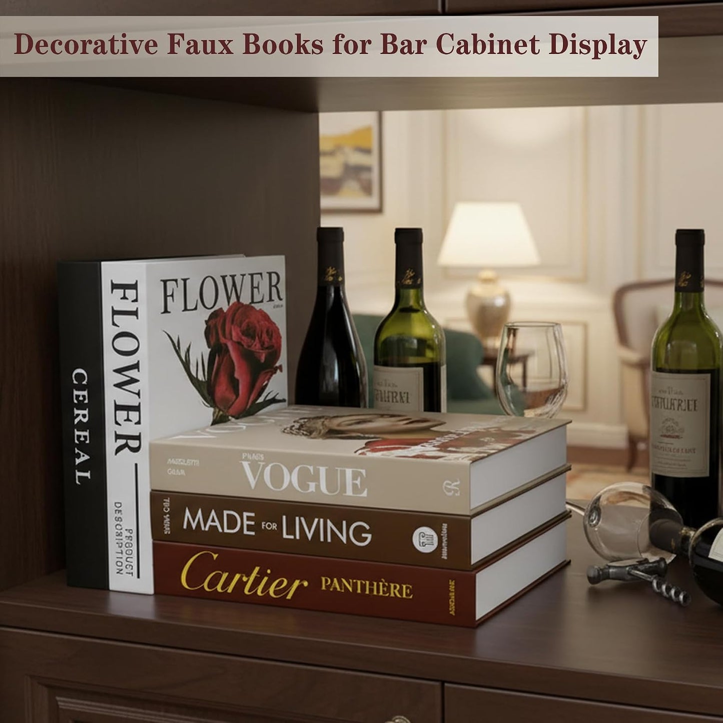 Decorative Faux Books Set / White&brown-large / Set of 5