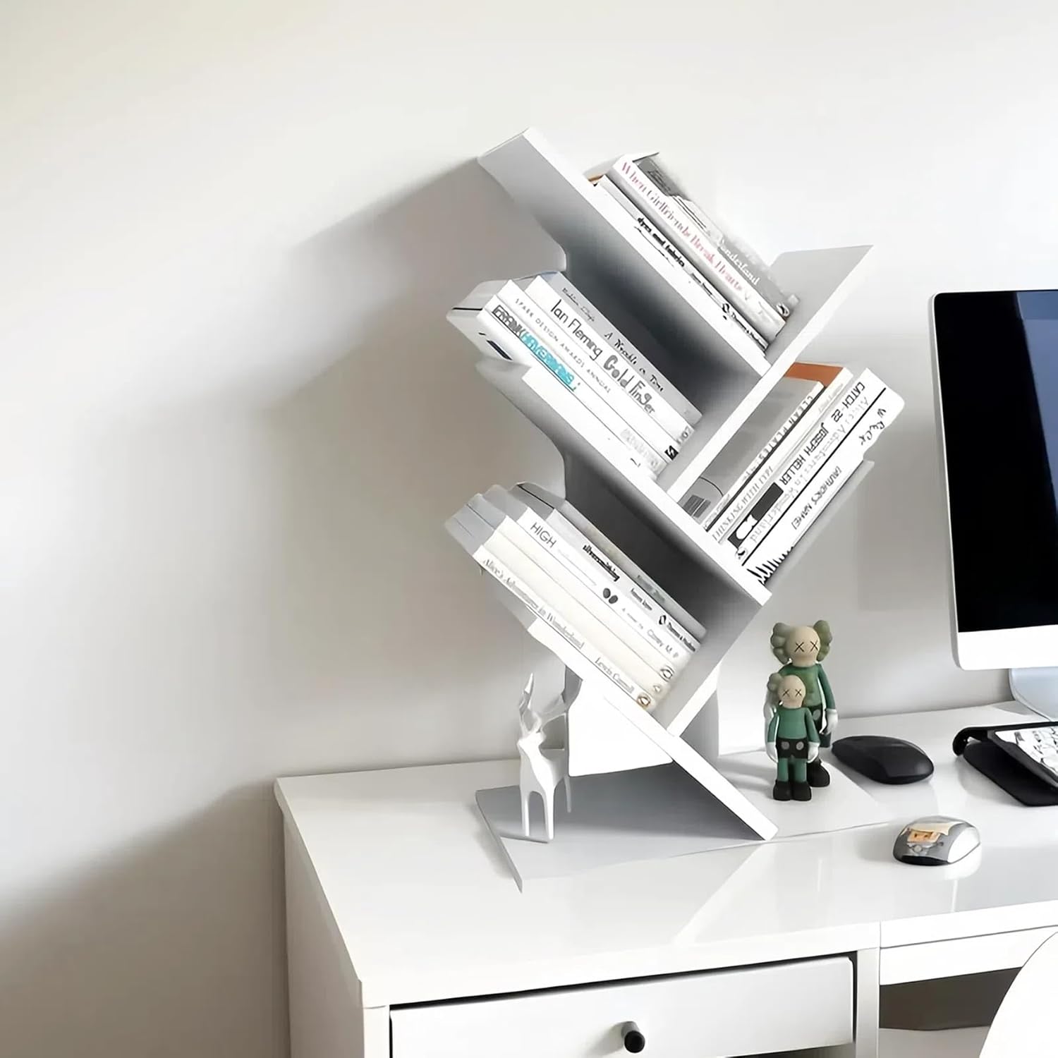 5-Tier White Wood Small Bookshelf / 5-tier-white