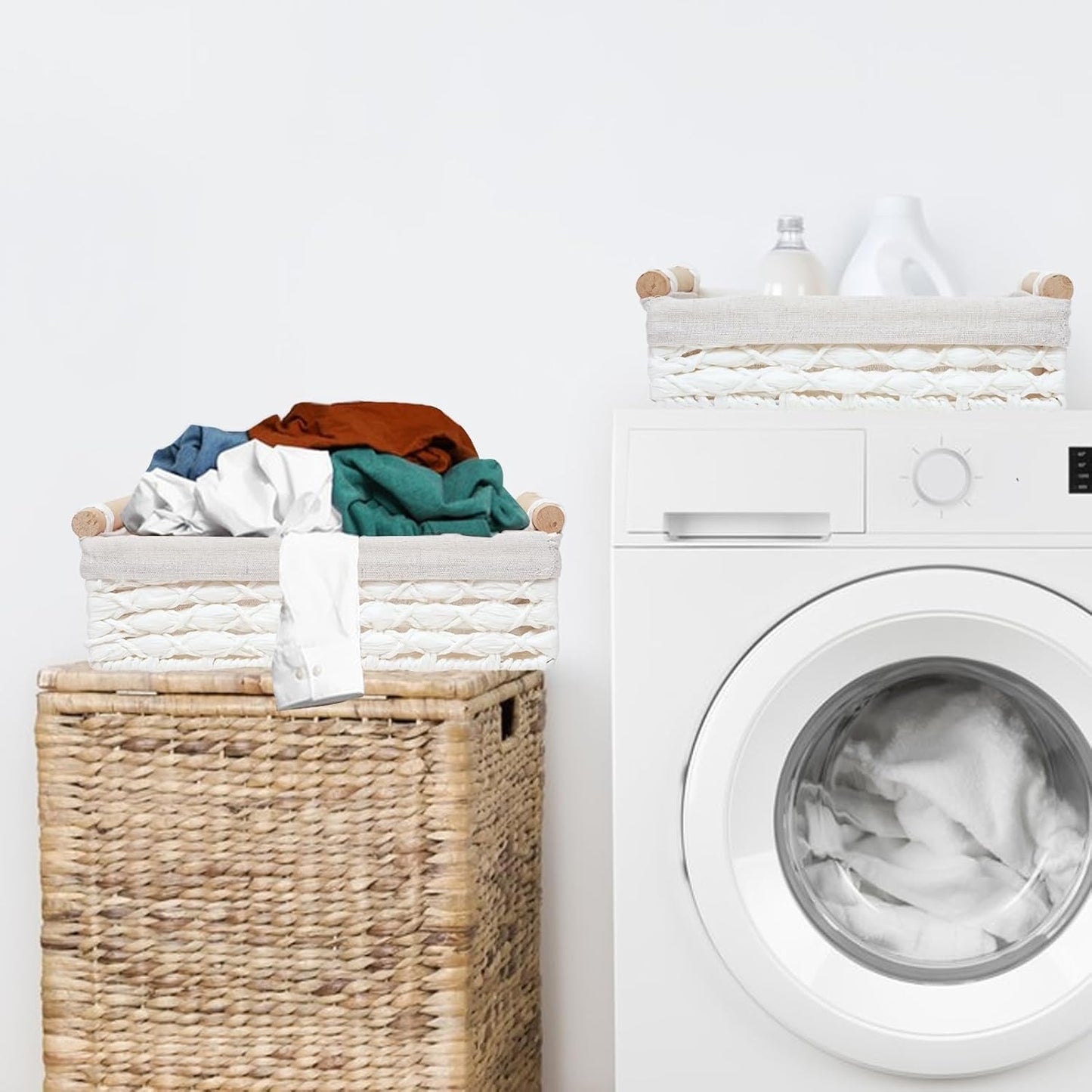 Storage Basket Wicker Baskets for Organizing / White