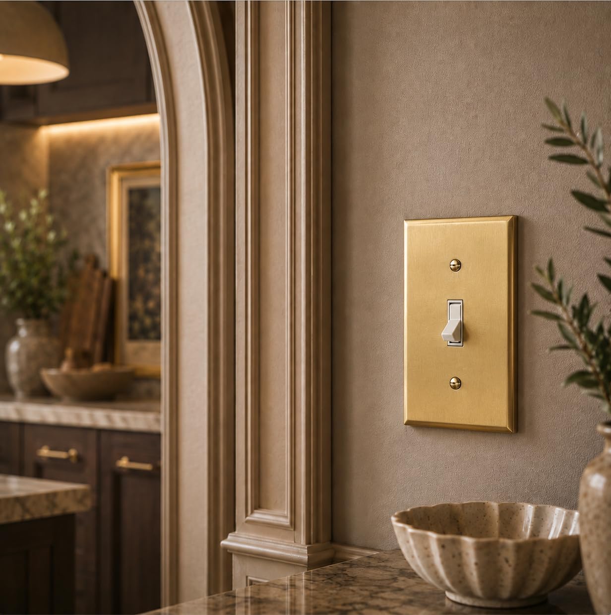 Rio Salto BRASS Metal Gold Toggle Light Switch Covers Wall Plate Single Toggle Switch Wallplate Decorative Gold 1 Gang
