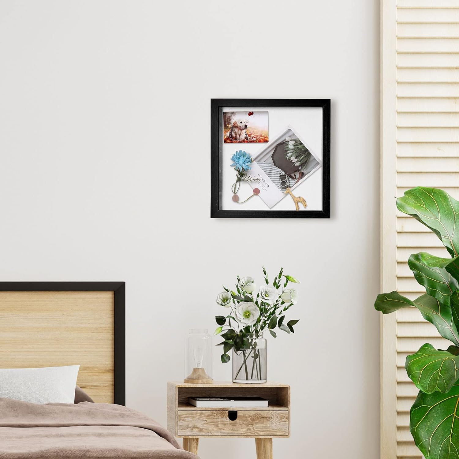 Muzilife 12x12 Shadow Box Wood Picture Frame, Tempered Glass, Black | FSC-Certified MDF | Soft Acid-free Linen Board