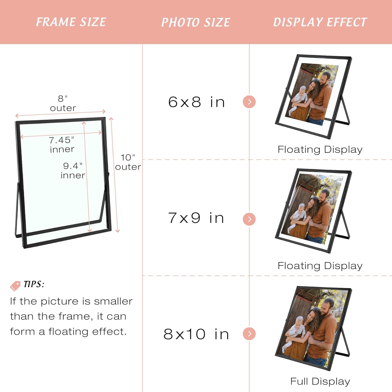 Metal Picture Frames / 8 x 10 / Vertical / Matte Black / Set of 2