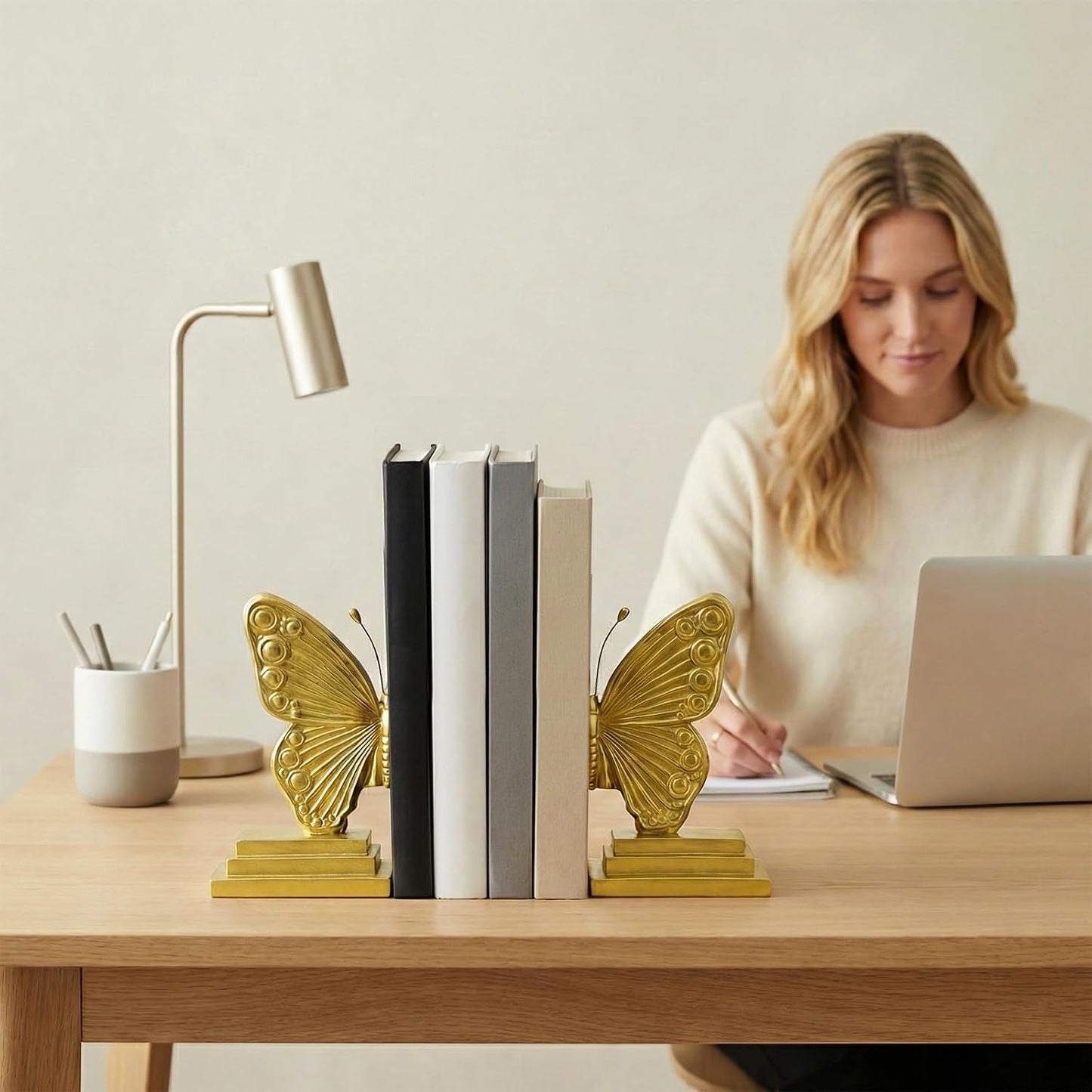 Vintage Gold Butterfly Bookends / Gold Set