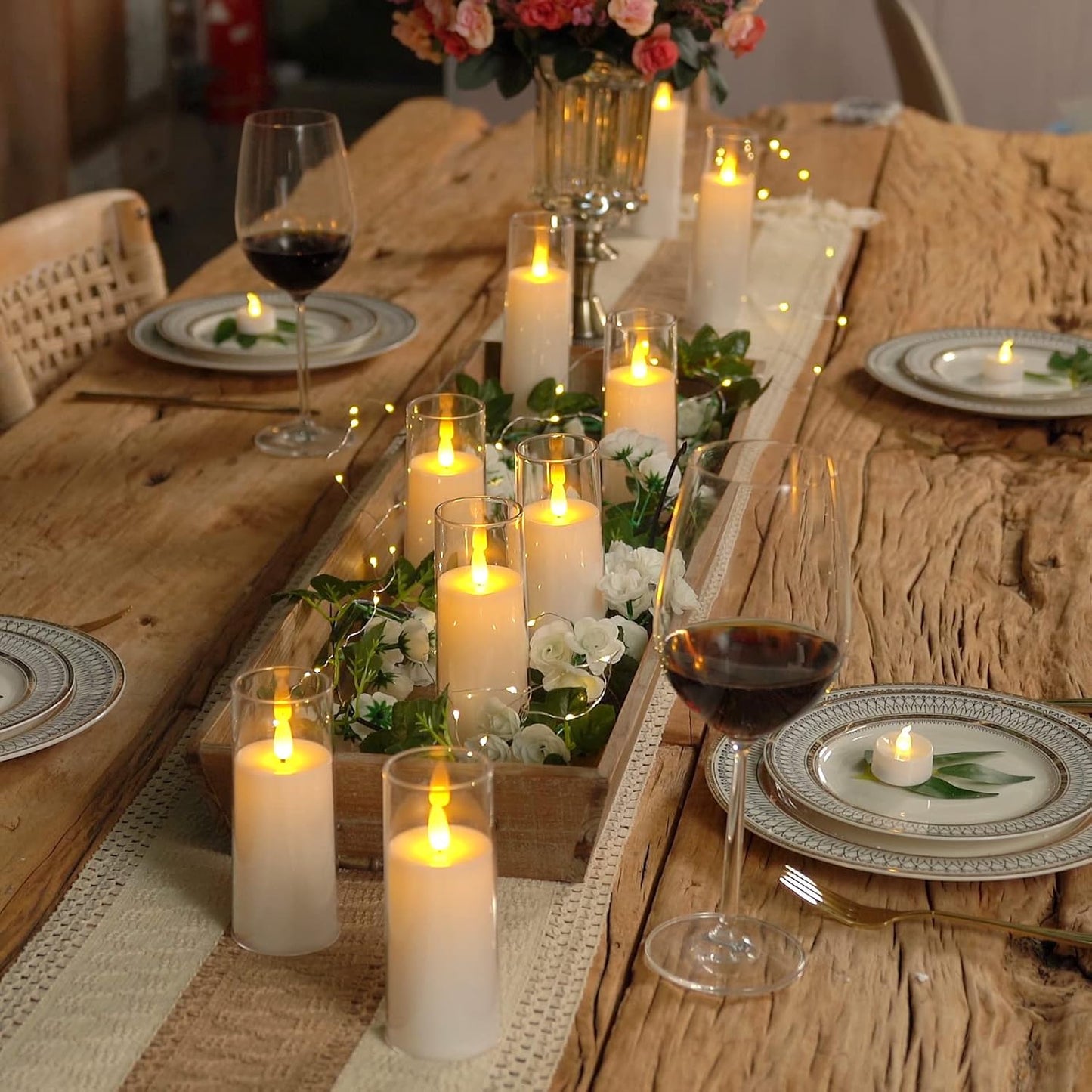 Homemory Pure White Acrylic Flameless Candles, LED Candles, Battery Operated Candles with Remote Control and Timer