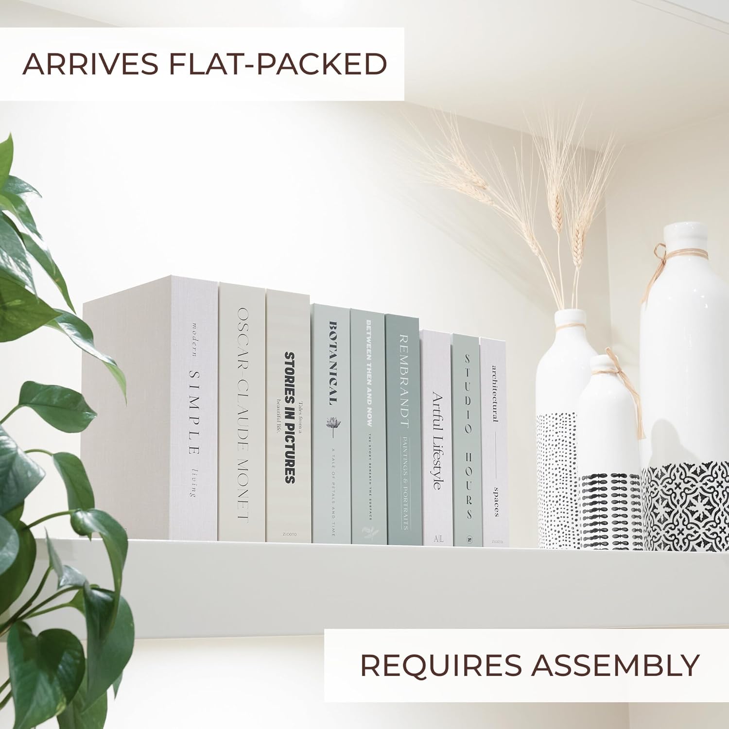 Decorative Books / Boxes Coffee Table / Sage / Set of 9