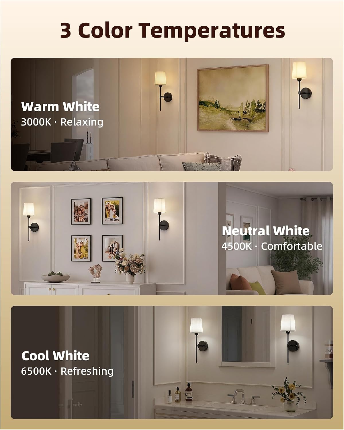 Rechargeable Wall Lights Set of 2, 7500mAh, RGB, Wireless Wall Lamps with Remote, Dimmable, Magnetic Bulbs, No-Wiring