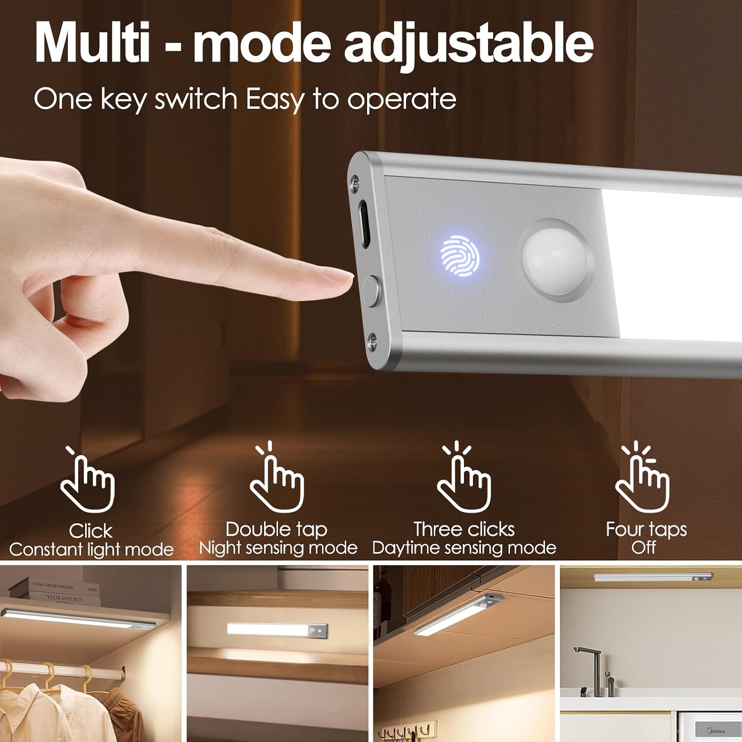 Quntis LED Under Cabinet Lighting Rechargeable, Wireless Motion Sensor Light Indoor, 2 Pack 12" 3000-6000K Dimmable