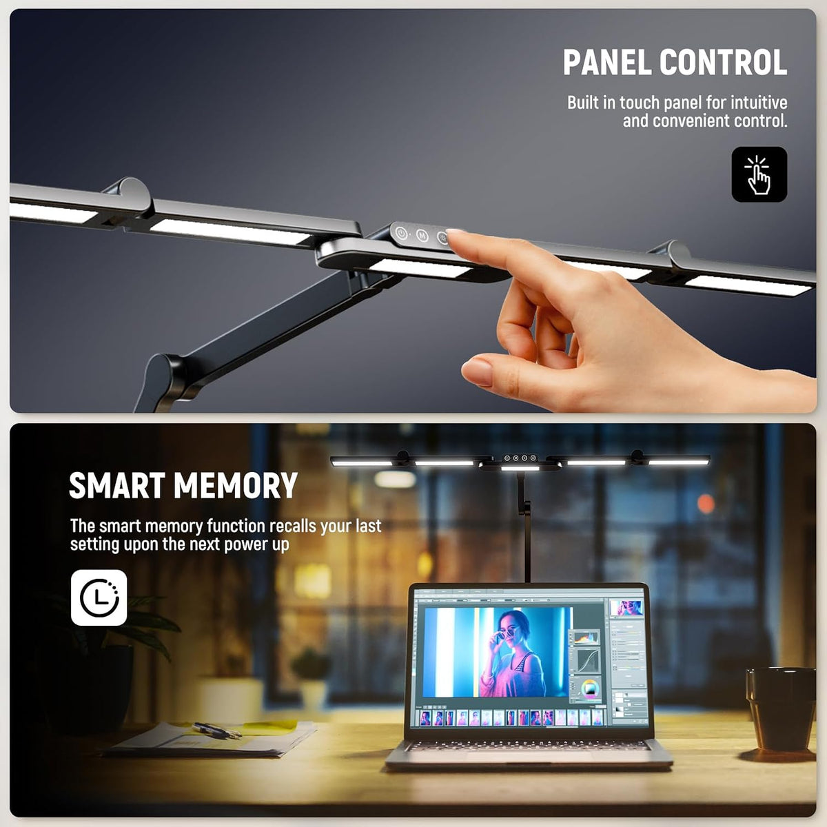 NEEWER Basics 32.5" Clip On Desktop LED Light for Home Office, 23W LED Dimmable Architect Lamp with Table Desk Clamp, 5