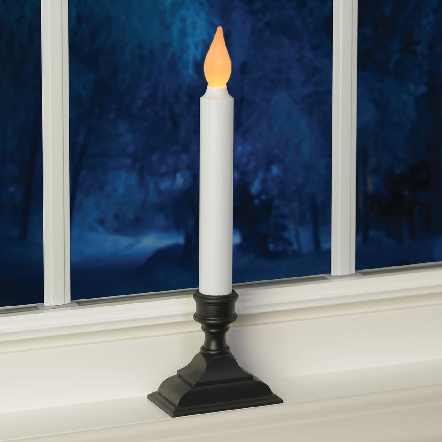 Battery Operated LED Window Candles with Timer, Antique Bronze | Flickering Amber Flame, Flameless Christmas Window