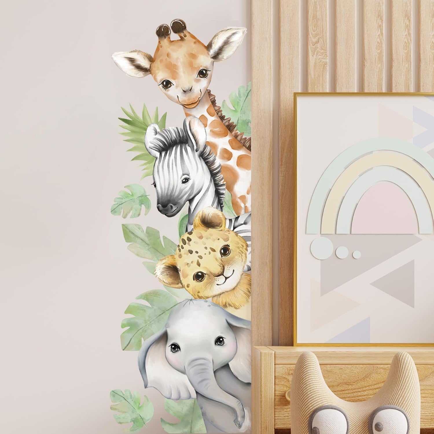 Watercolor Animal Wall Decals Jungle Animal Wall Stickers Tiger / Style 4-left / 44.88 x 15.75