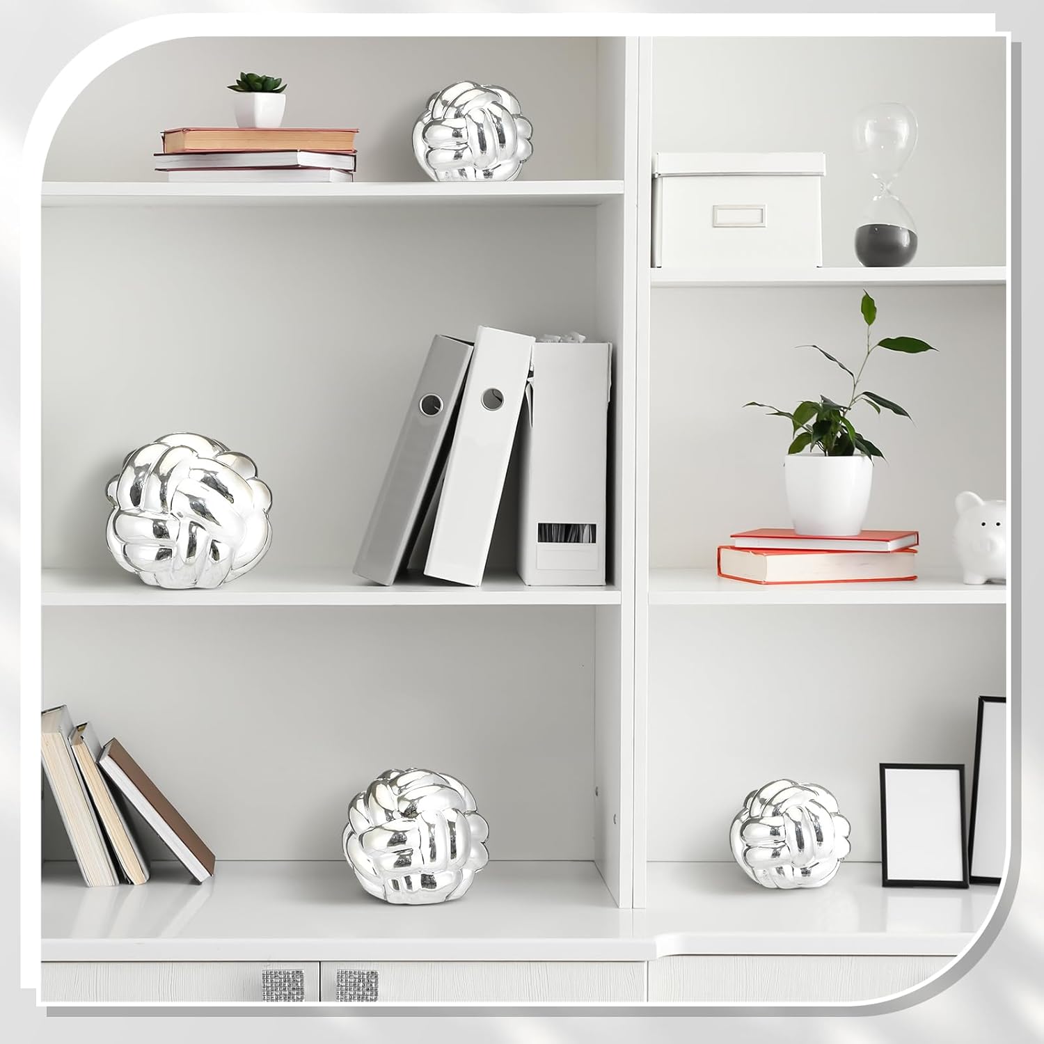 Entry Table Ceramic Aesthetic / Silver / Set of 3