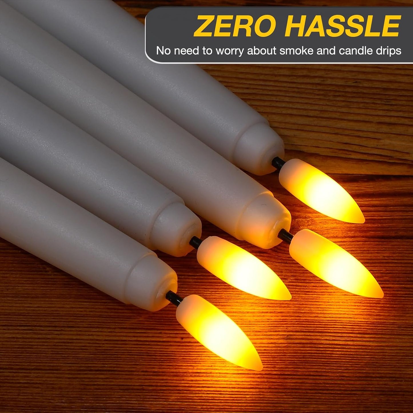 20 Pcs Flickering Flameless Taper Candles Bulk LED Battery Operated Realistic Flame Effect with Remote & Timer Safe No