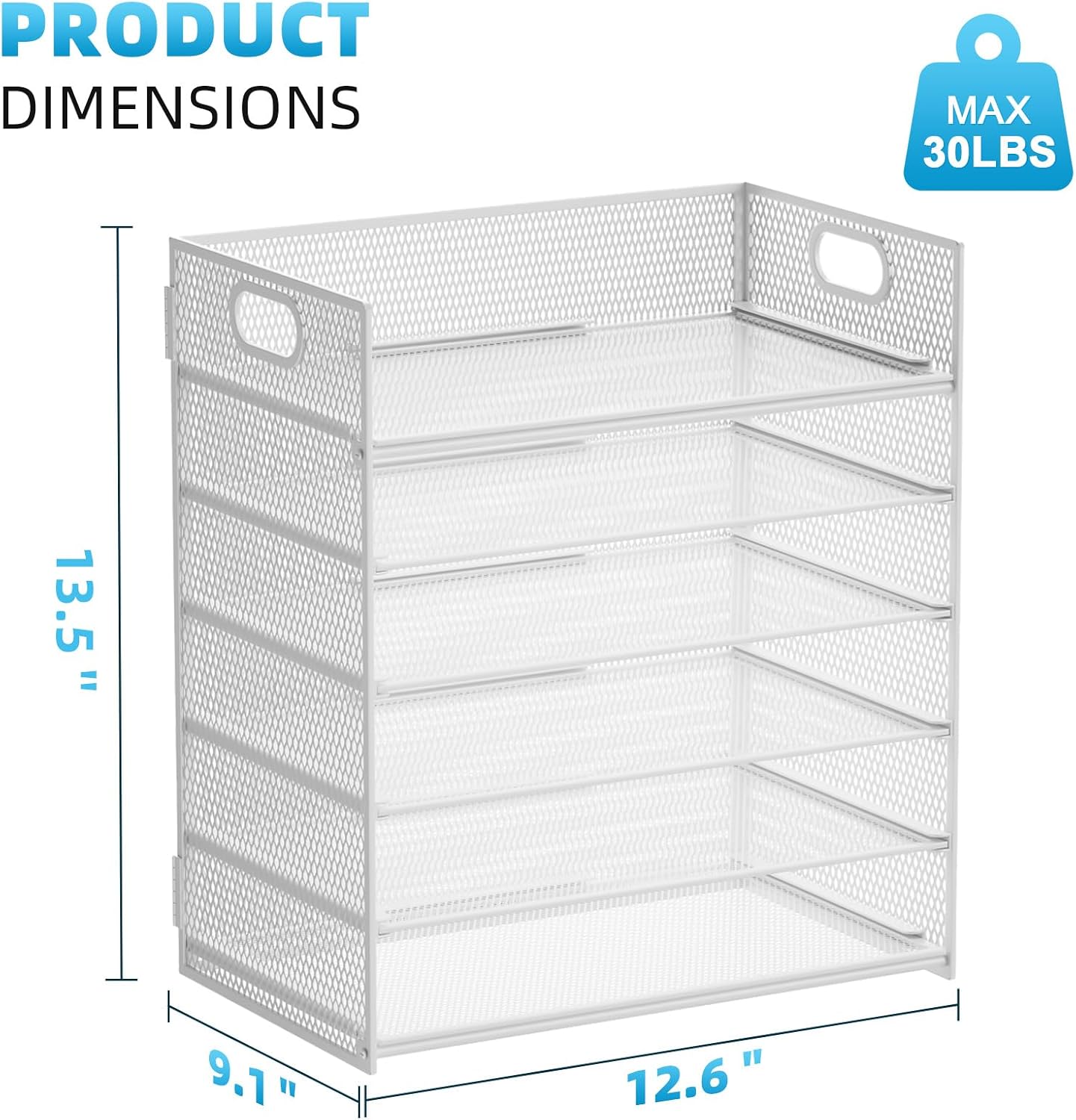 Marbrasse 2 Pack Desk Organizer with Handle, 6 Tier Paper Letter Tray, Mesh Desk File Organizer for Office, School and