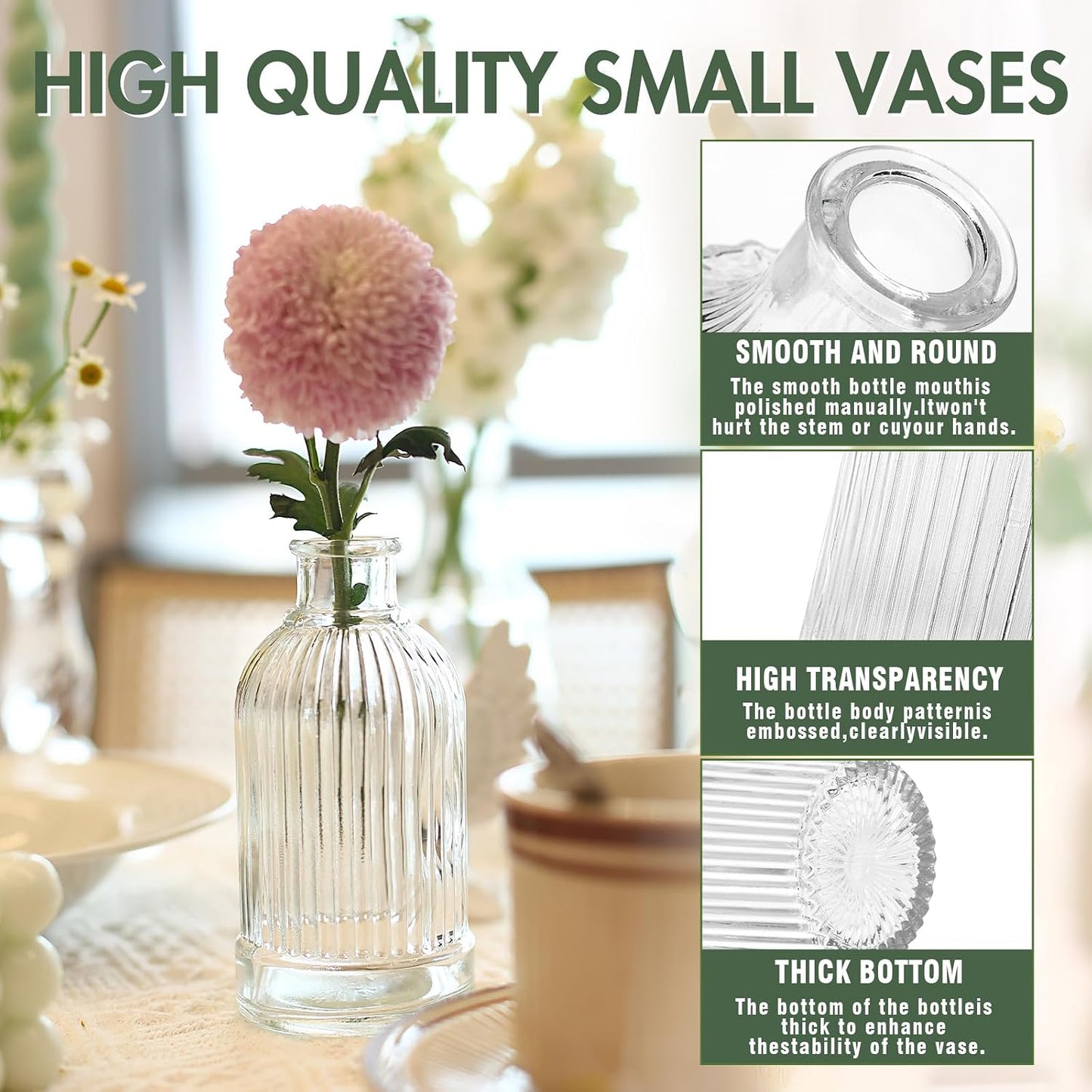 Glass Bud Vases Small Vases for Flowers / Clear / Set of 32