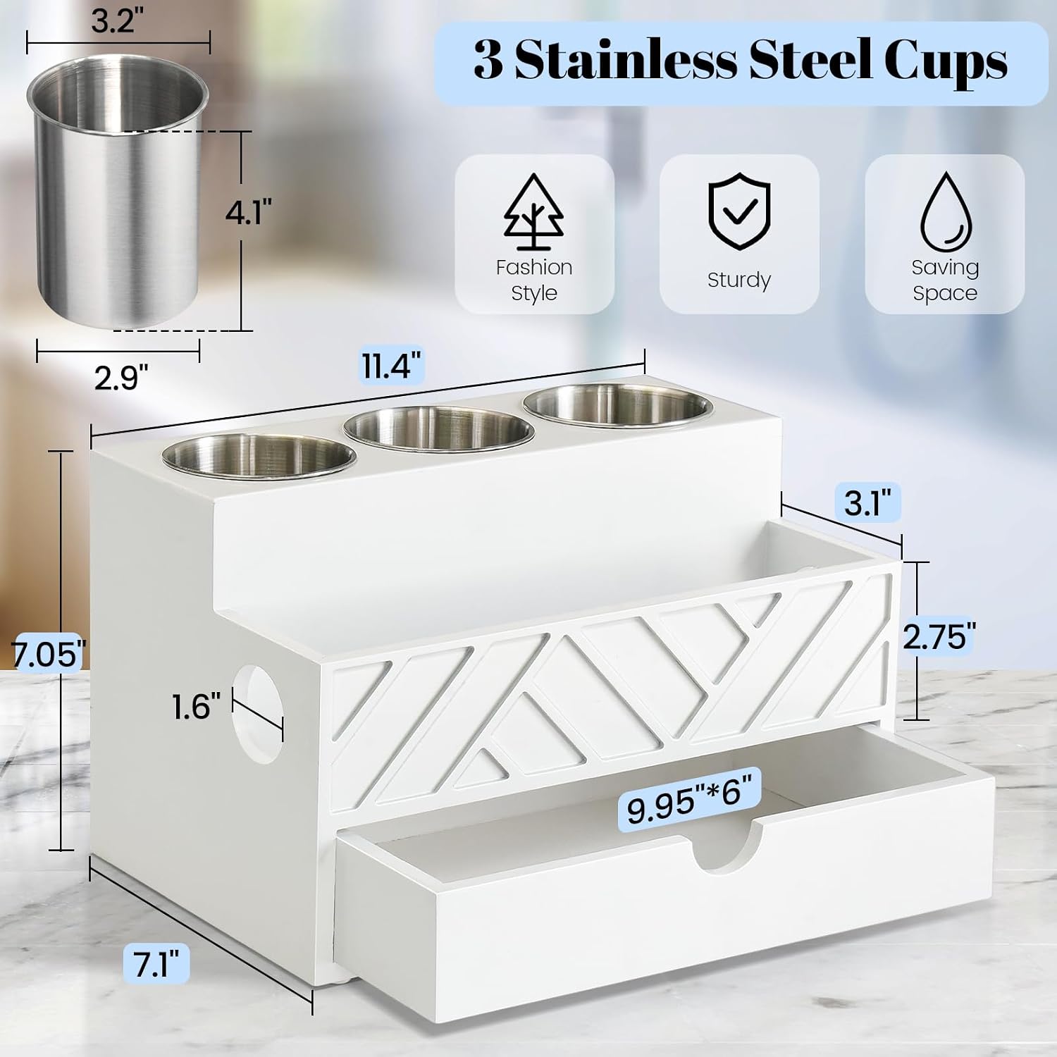 Hair Tool Organizer, Hair Dryer Holder with Drawer, Bathroom Countertop Organizer for Bathroom Accessories, Blow Dryer