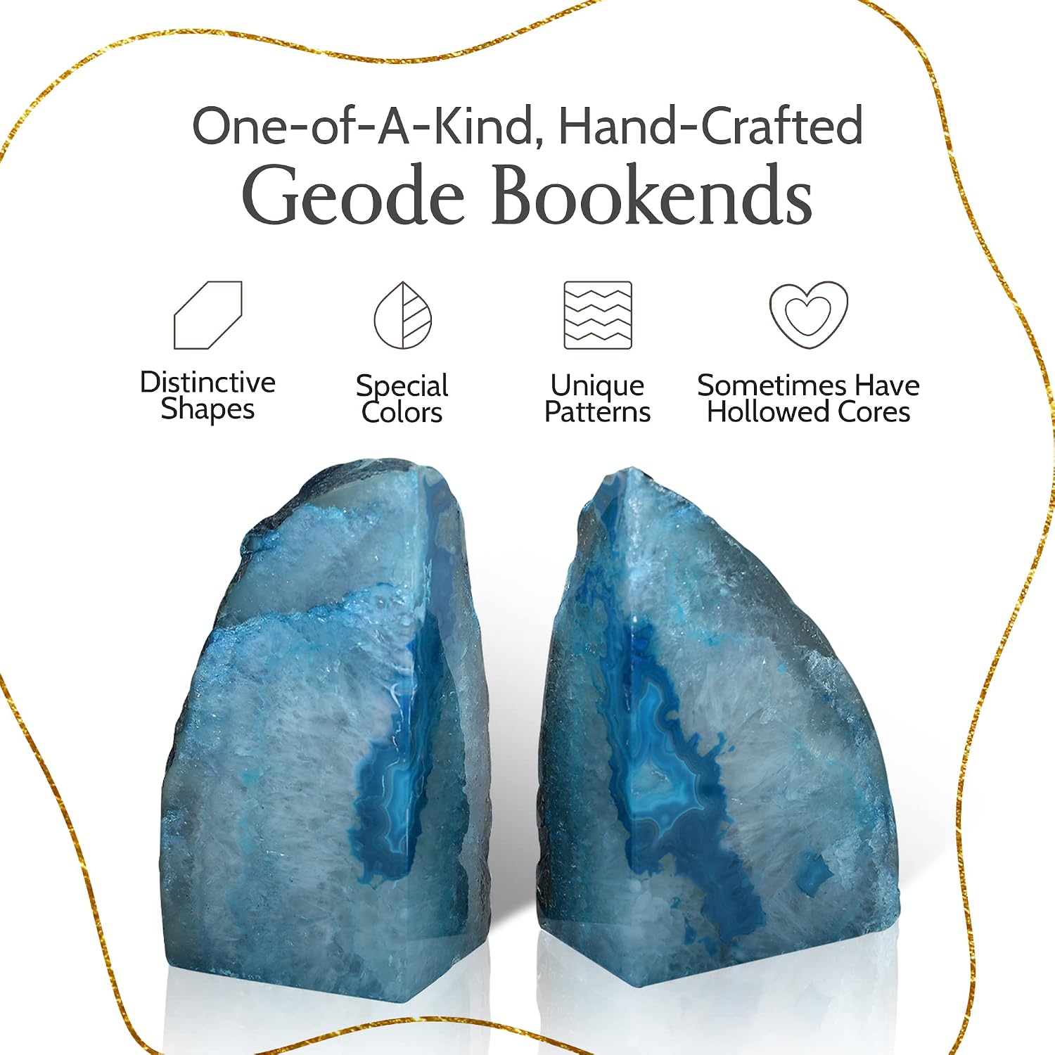 Agate Bookends / A-Quality XL Heavy Duty Geode / Teal / A Grade 6 - 8 Lbs