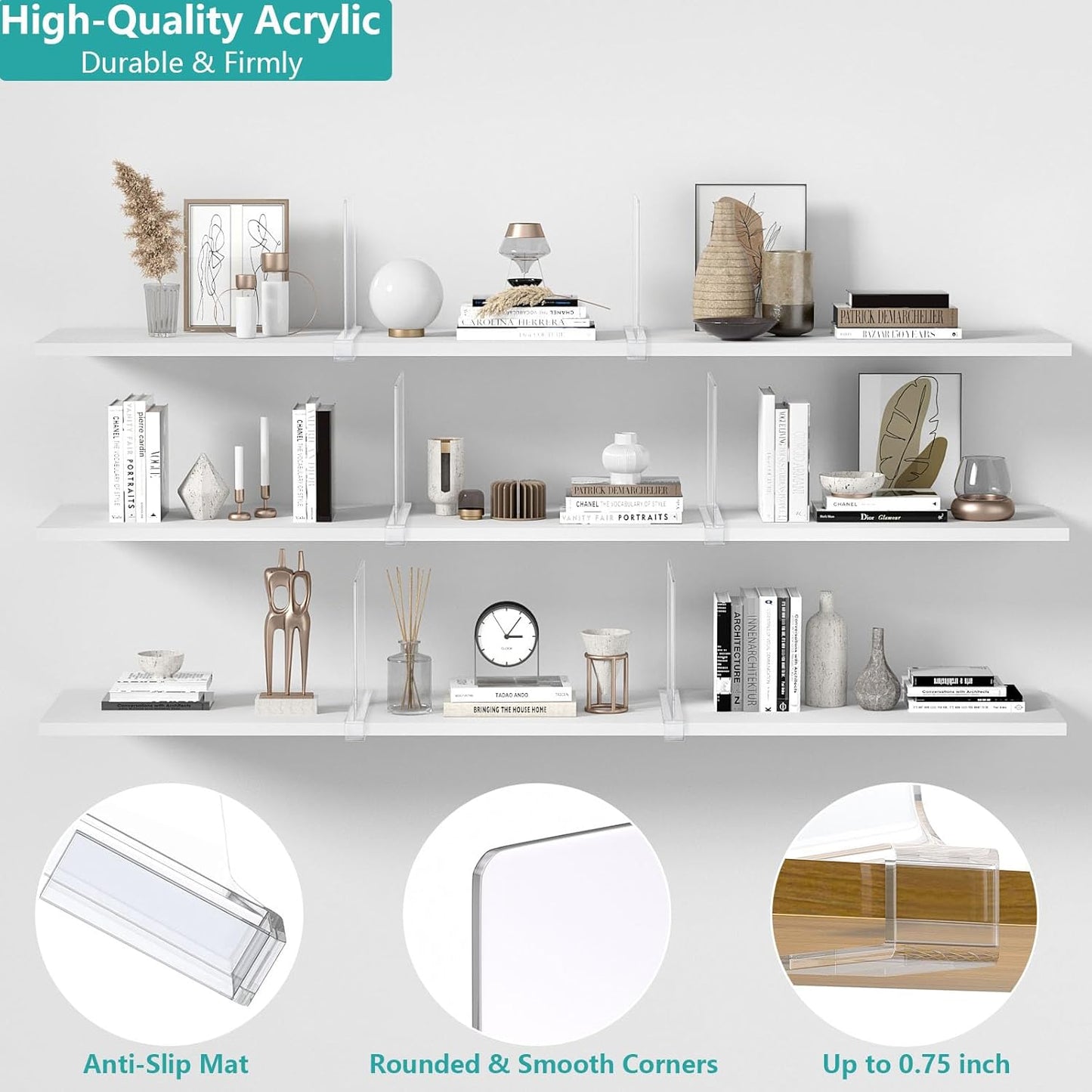 Shelf Dividers for Closet Organization Acrylic Closet Shelf Divider for Wooden / Clear / Set of 6