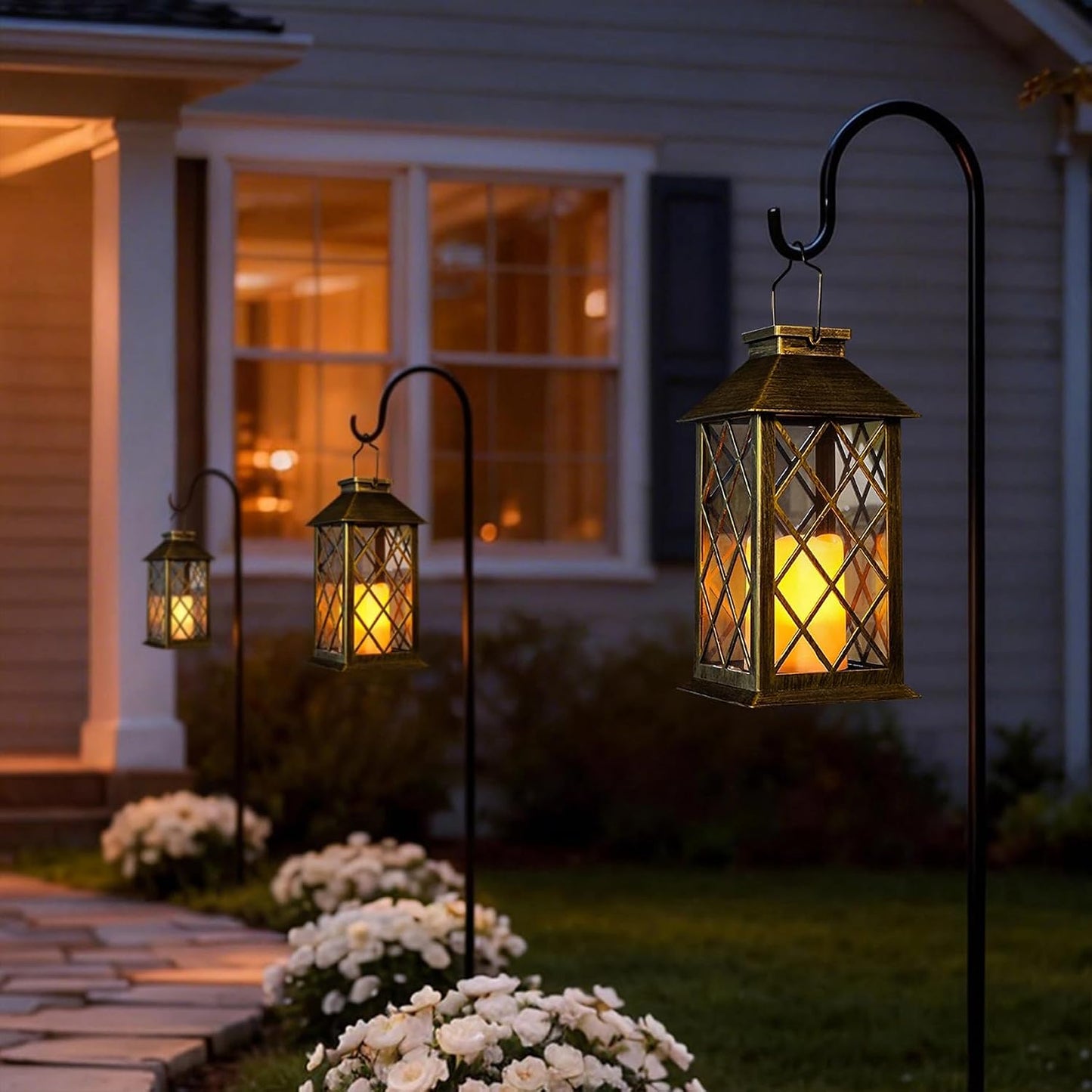 14" Solar Lanterns Outdoor Waterproof Garden Lanterns Flameless Candle Mission Lights for Table,Outdoor,Party Mothers
