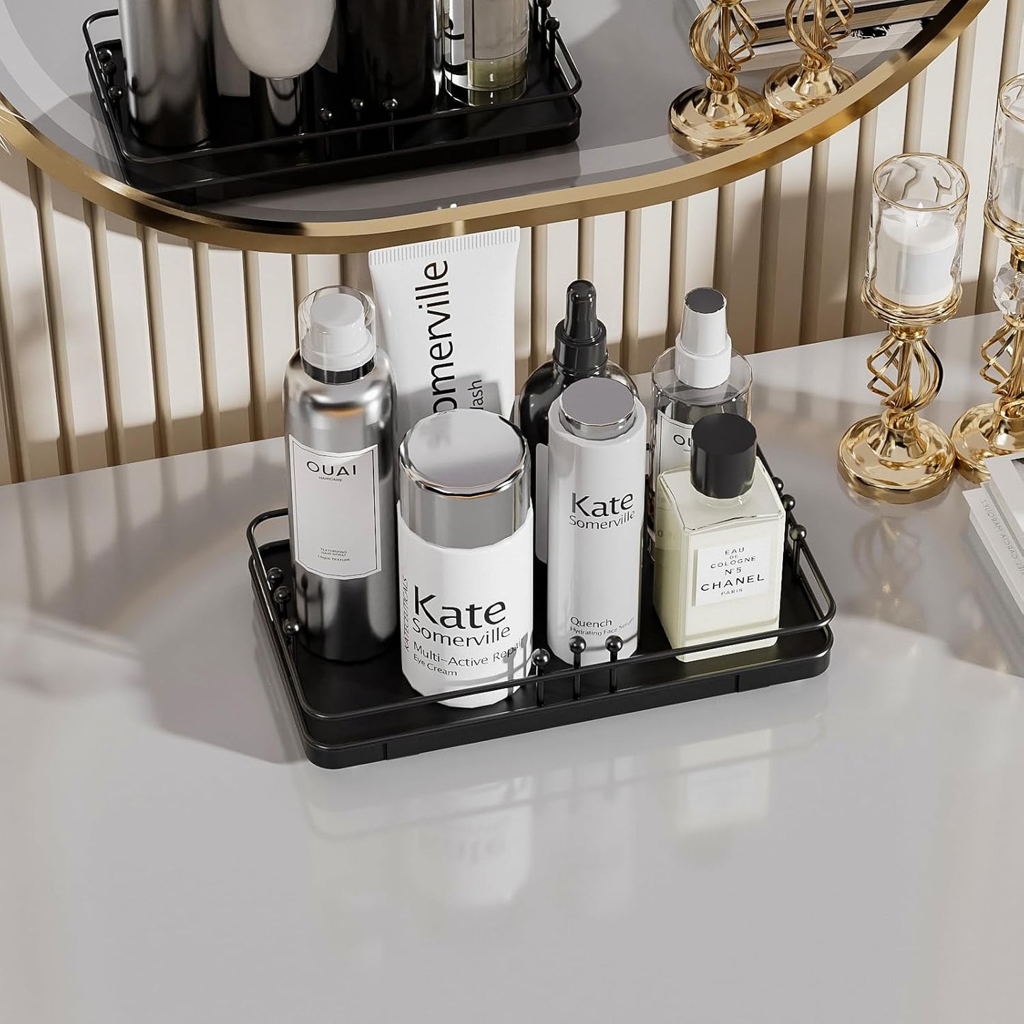 Kitchen Tray for Soap Dispenser Spice Salt / 7.9 x 4.4 x 1.6 / Black + Black