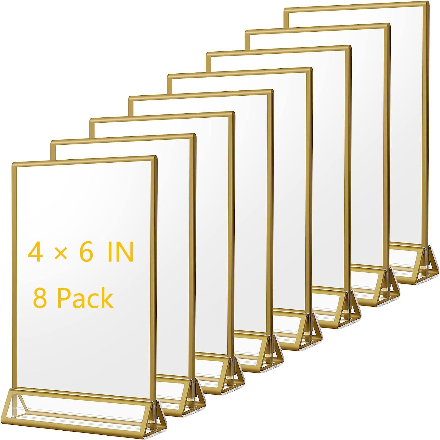 Acrylic Sign Holders Table Number Holder / 4 x 6 / Vertical / Gold / Set of 8