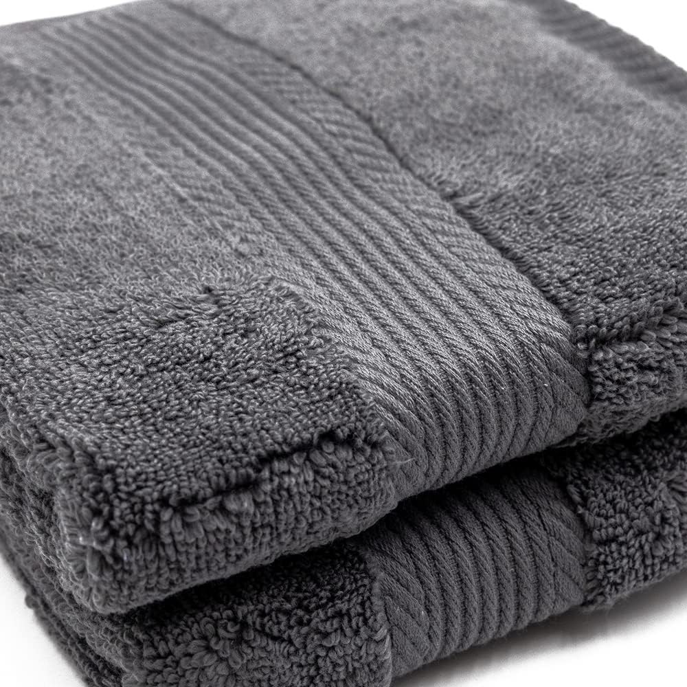 Linteum Textile 12 Piece Towel Set, 16x28 Inch, 100% Soft Cotton Zero Twist 16 Single Yarn Ring Spun Luxury Hand and